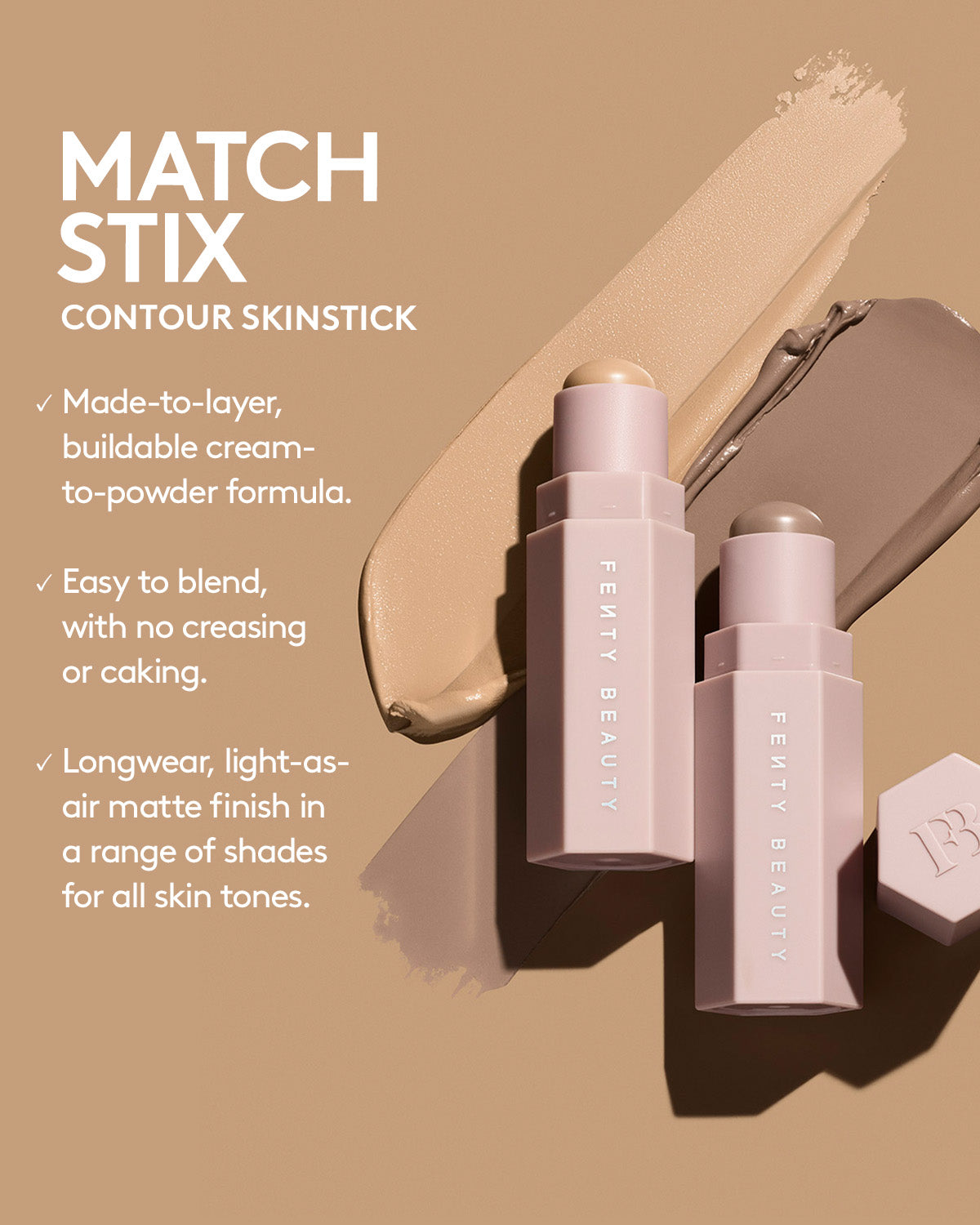 Match Stix Contour Skinstick in Amber - Creamy Contour Stick for Face Sculpting & Defining Cheekbones - Perfect for Everyday Makeup & Professional Contouring