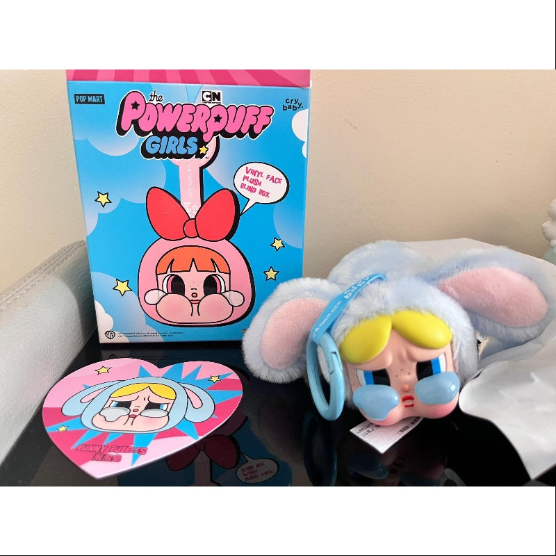 Powerpuff Girls Crybaby Bunny Bubbles Vinyl Keychain - Cartoon Character Pendant for Backpacks, Purses & Keyrings - Kawaii Anime Collectible Accessory for Fans & Gift Giving