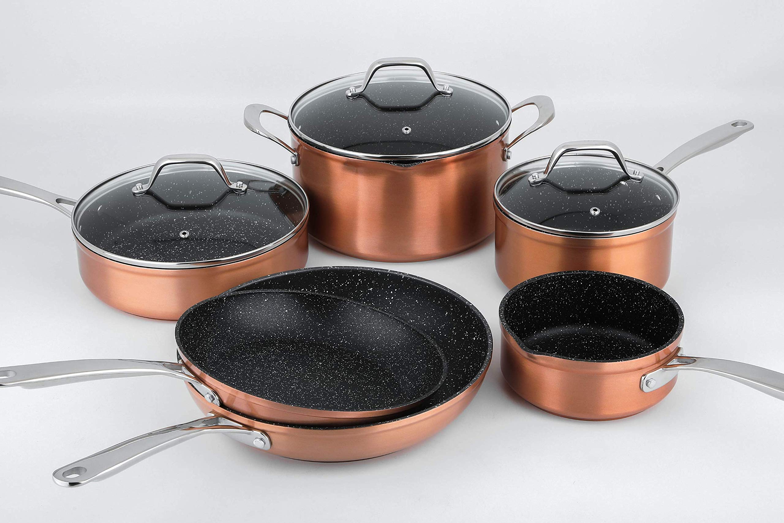 Premium Laguiole™ 9-Piece Copper/Greblon Cookware Set - Professional Kitchen Utensils for Cooking, Baking & Serving - Perfect for Home Chefs & Gourmet Cooking