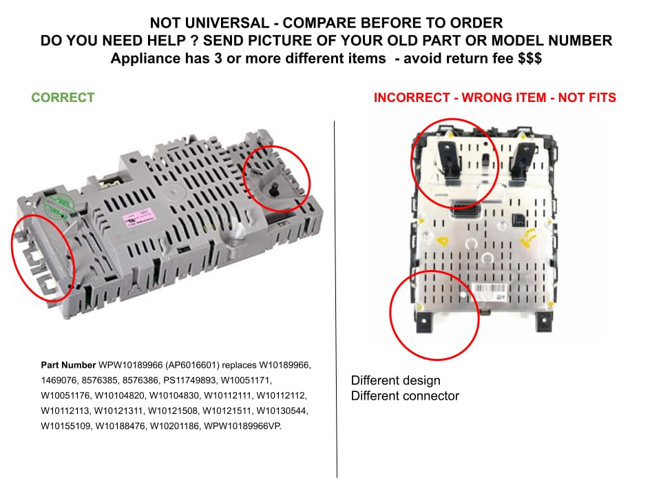 GLOB PRO SOLUTIONS W10188476 CKD188476X Replacement Washer Control Board - Compatible with Whirlpool, Maytag, Kenmore & Sears Washing Machines - Perfect for DIY Appliance Repair & Maintenance