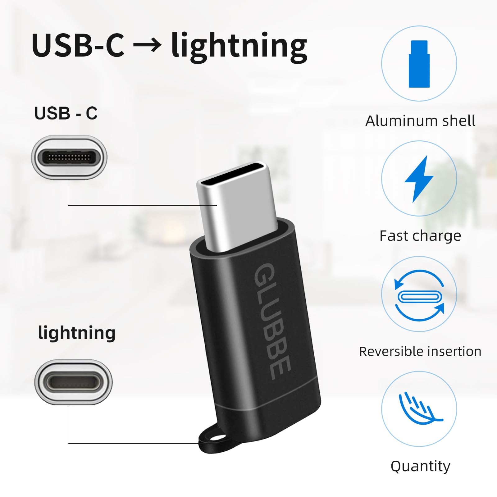 2-Pack USB-C to Lightning Adapter - Female Lightning to Male USB-C Charging Only for iPhone 16/15 Series, Galaxy S24, Pixel 8 Pro & More (Black) | Perfect for Travel, Office & Home Charging Solutions