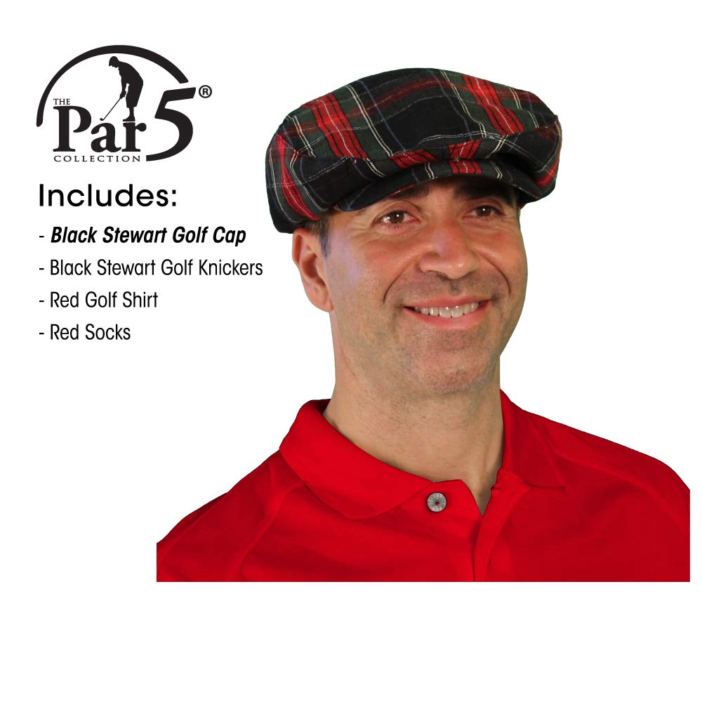 Black Stewart Golf Outfits for Men - Premium Red Polo Shirt & Shorts Set - Perfect for Golf Tournaments, Country Club Events & Casual Summer Wear
