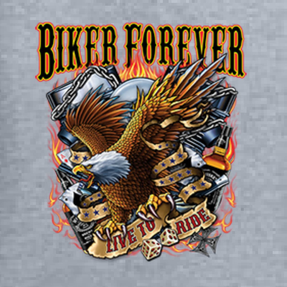 American Eagle Women's Biker Forever Graphic T-Shirt - Live to Ride Design for Motorcycle Enthusiasts | Perfect for Casual Wear, Road Trips & Biker Events