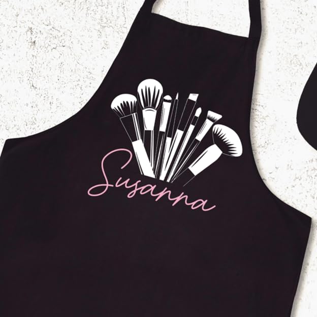 Custom Personalized Makeup Artist Apron with Name - White & Black Options for Professional Cosmetologists & Beauty Salon Use