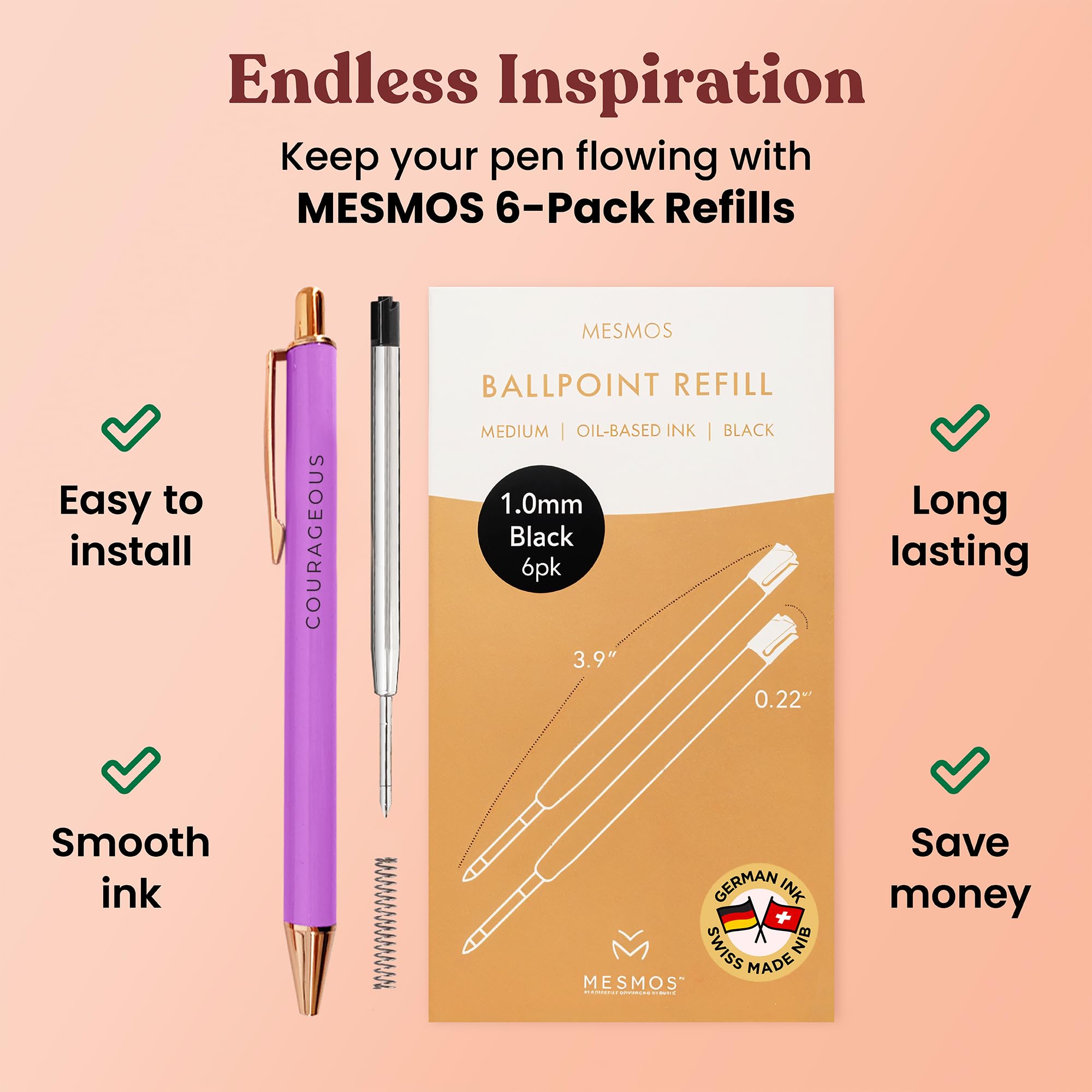 MESMOS Elegant Pen Set - Inspirational Gifts for Women, Motivational Office Pens for Boss Lady, Unique Click Pens for Servers & Promotions - Perfect for Corporate Gifts, Employee Recognition & Daily Office Use