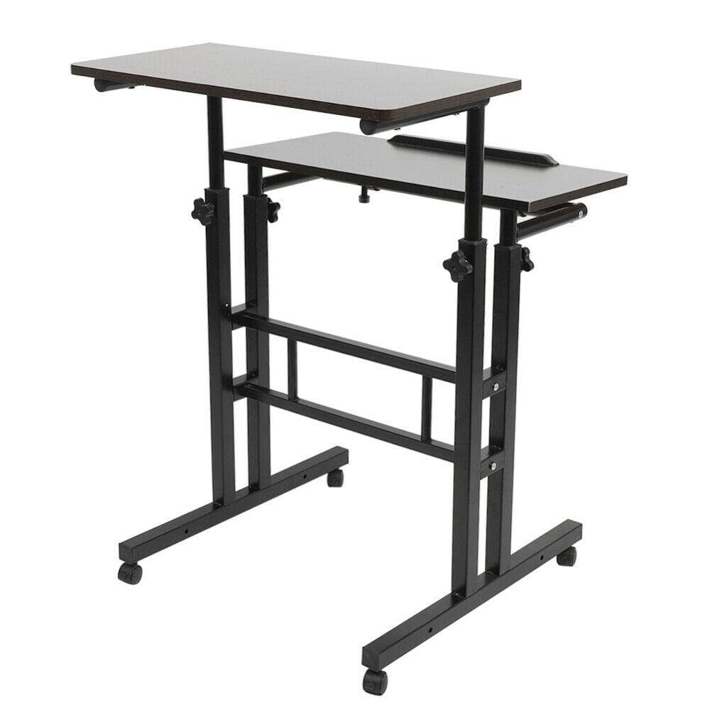 Adjustable Height 60cm Standing Desk with Wheels - Portable Laptop Desk for Home Office, Gaming & Workspace - Ergonomic Rolling Computer Desk for Standing Work & Study