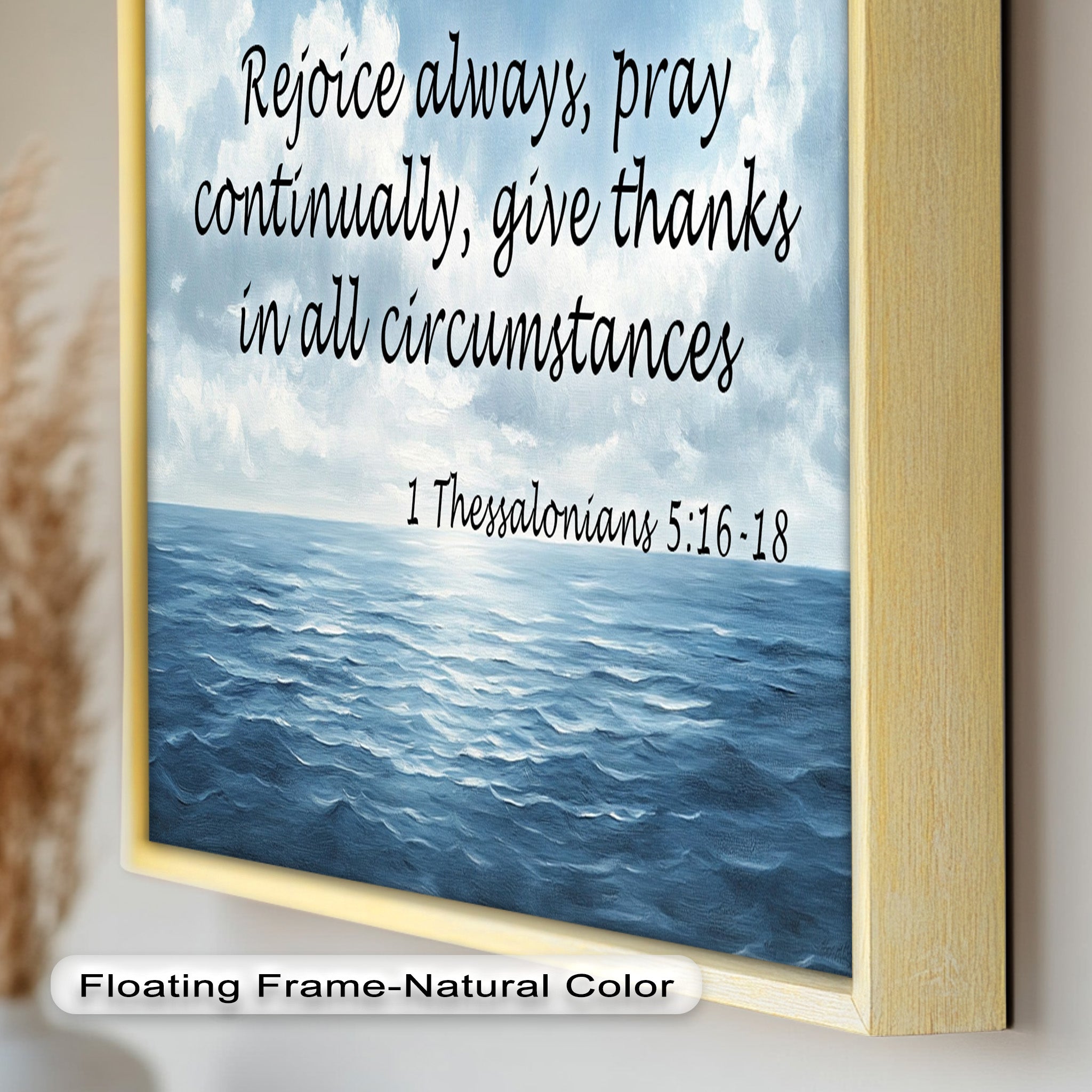 1 Thessalonians 5:16-18 Bible Verse Oil Painting - Rejoice Pray Give Thanks Scripture Wall Art for Christian Home Decor & Church