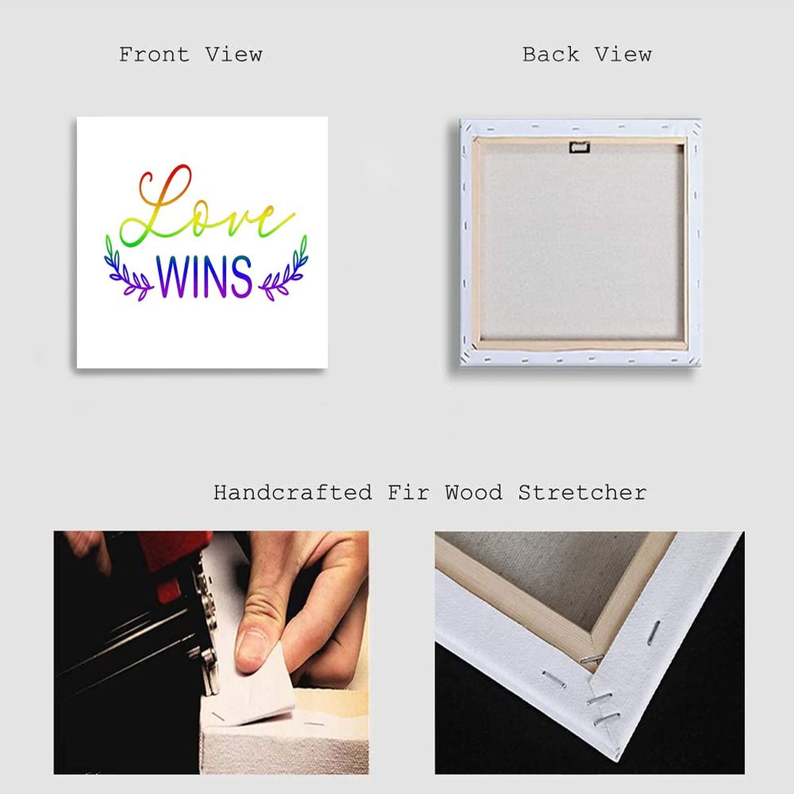 Elvoes Rainbow Pride Canvas Wall Art - 16x16 Inch LGBT Wall Decor for Kitchen, Office, Bedroom & Bathroom - Love Wins Painting for Pride Parade, Same Sex & Lesbian Gifts - Perfect for Home Decor & LGBTQ+ Celebrations