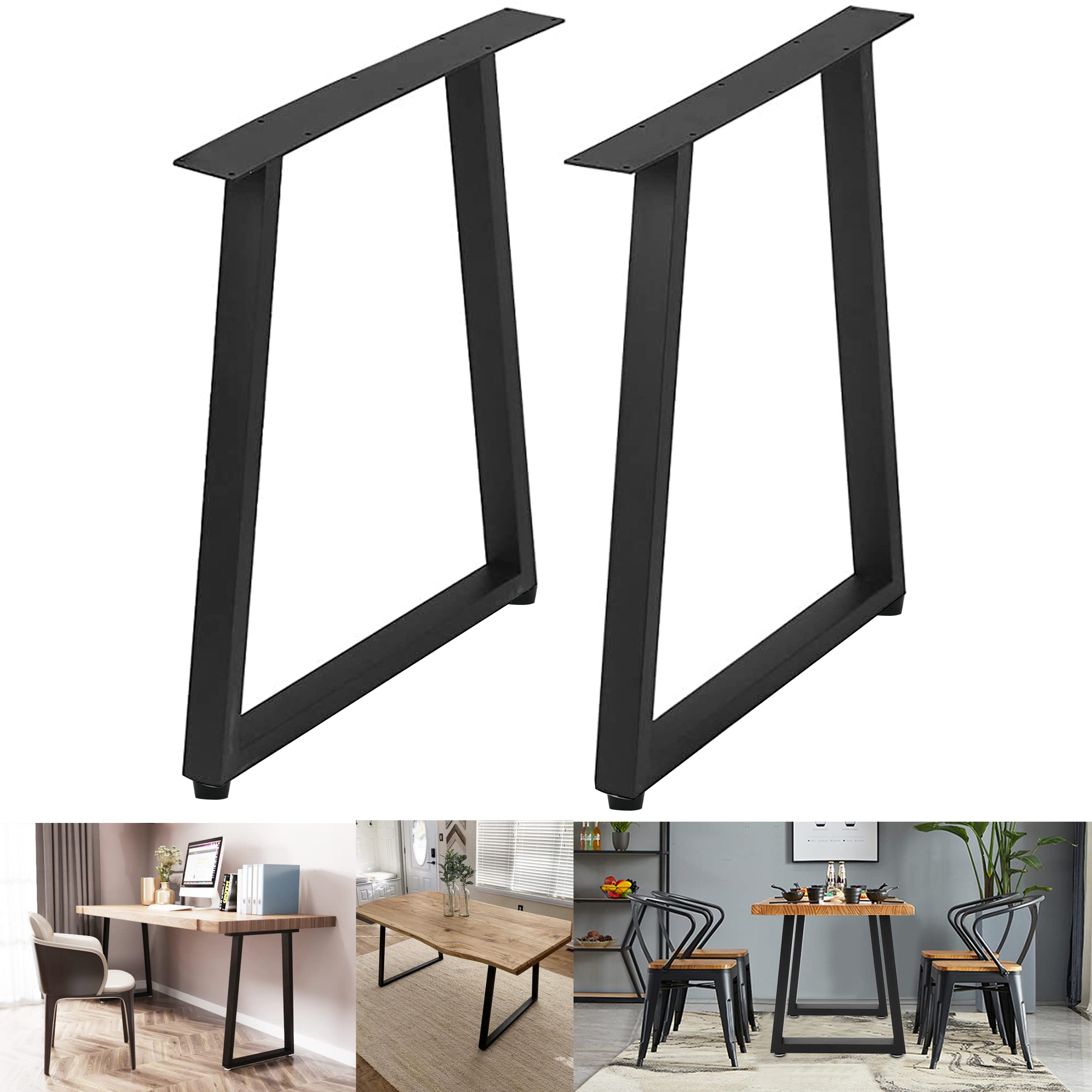 Heavy Duty Black Metal Table Legs 28x17.7 Inch - Industrial Style Coffee Table Legs, End Table Supports for Living Room, Office & Modern Furniture DIY Projects