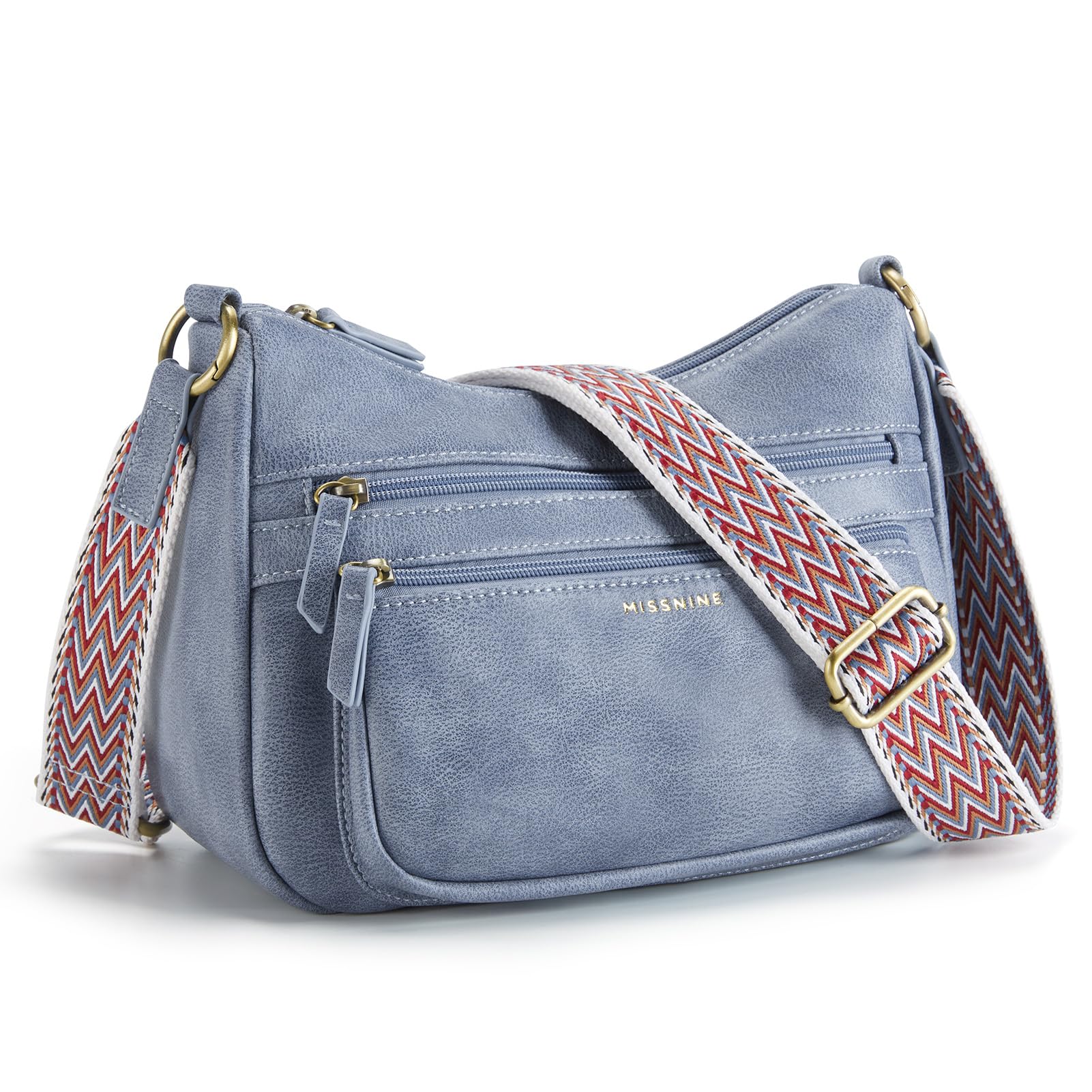 Missnine Women's Leather Crossbody Bag - Medium Size Purse with Adjustable Wide Shoulder Strap | Fashionable Everyday Handbag for Work, Travel & Shopping