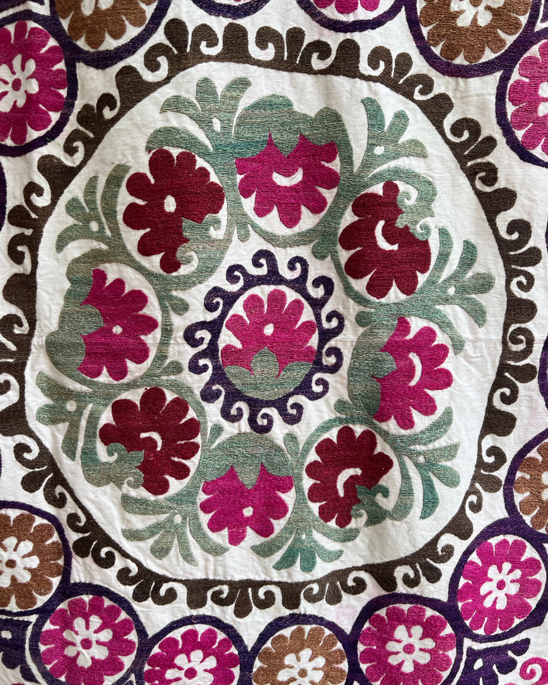 Extra Large Suzani 05 - Handmade Bohemian Cotton Throw Blanket for Bed, Sofa & Home Decor - Perfect for Bohemian Style Bedrooms, Living Rooms and Cozy Nights