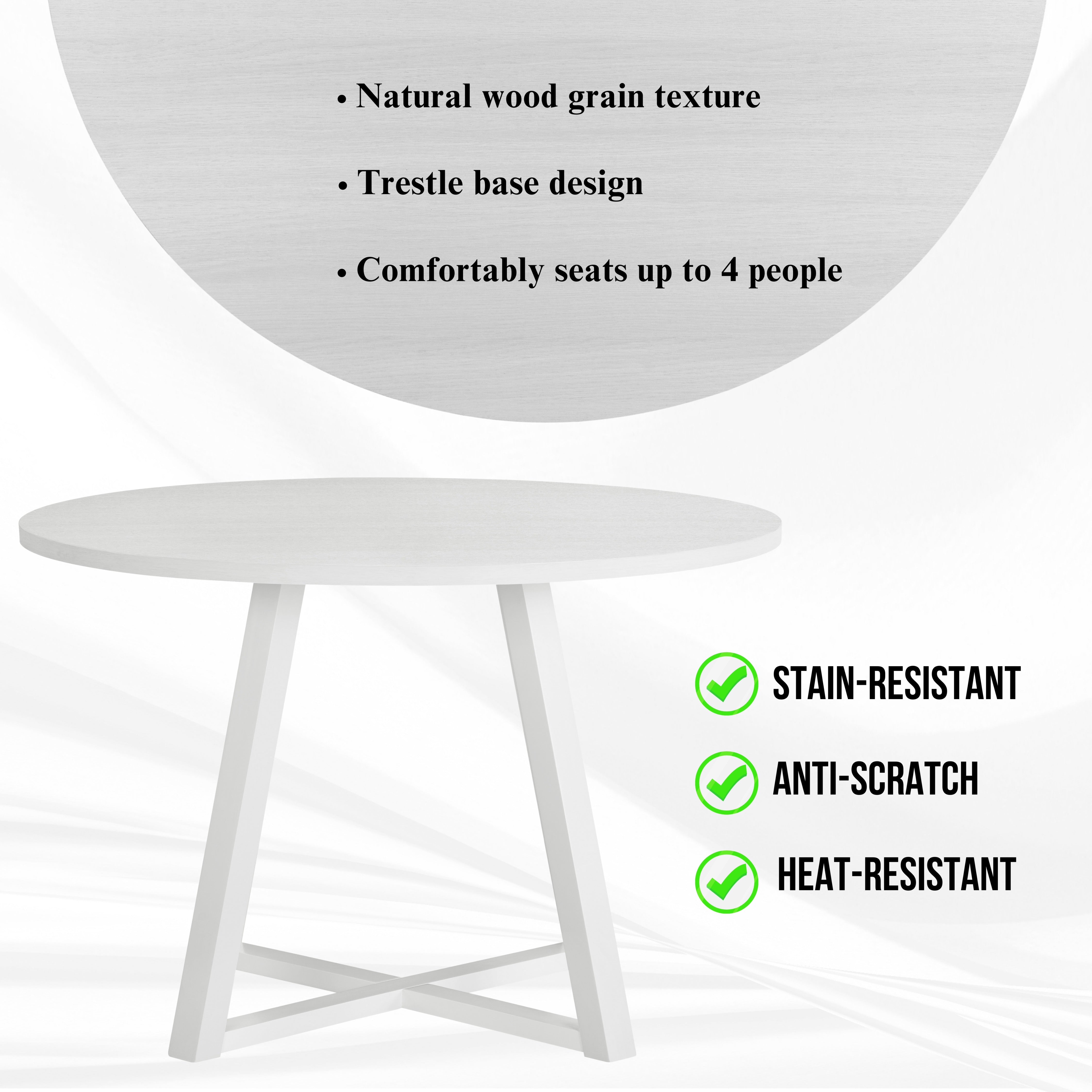 Roundhill Furniture Evatt 5-Piece Round Wood Dining Table Set with 4 Chairs - Perfect for Small Spaces, Kitchen Nooks & Outdoor Patio Dining