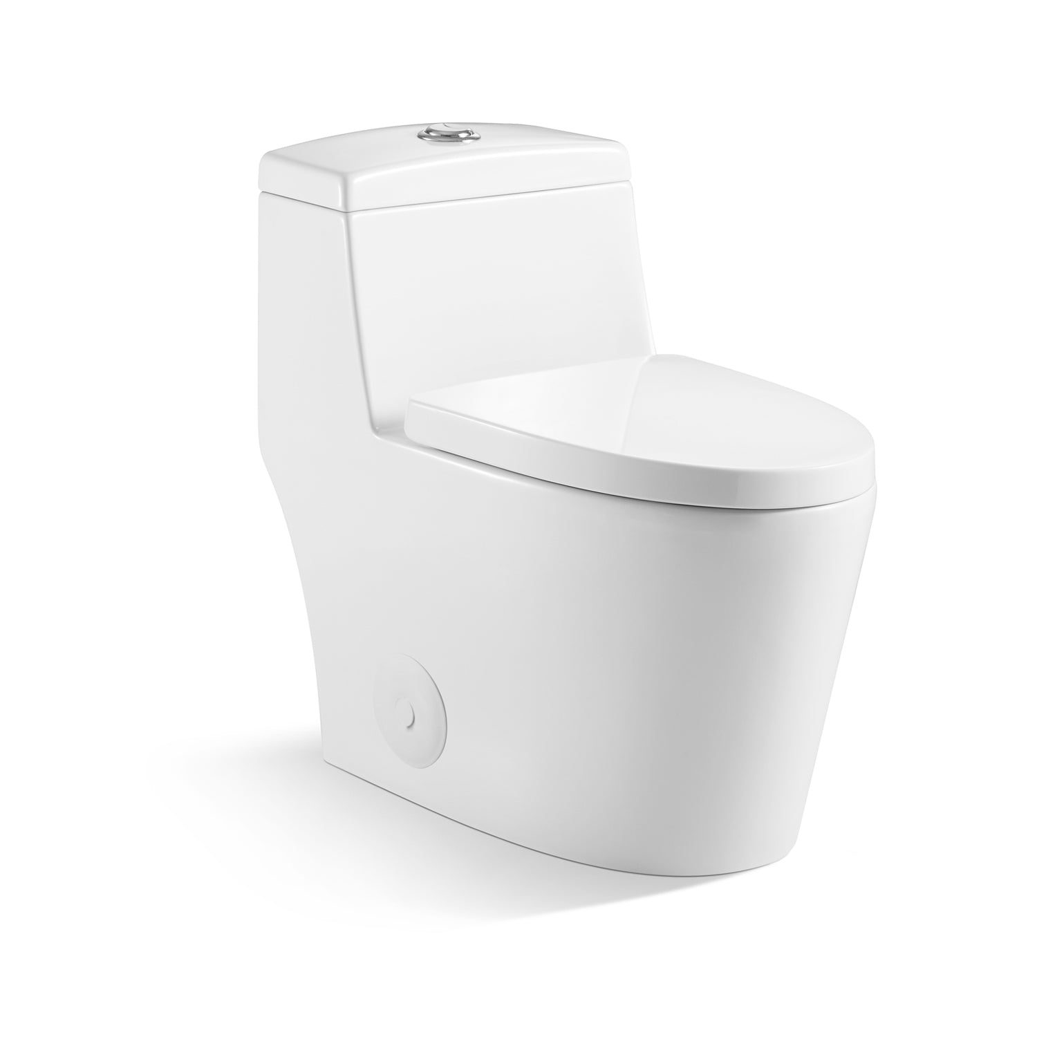 DAX One Piece Elongated Toilet with Soft Closing Seat & Dual Flush - High Efficiency White Porcelain Bathroom Toilet, 26 7/16
