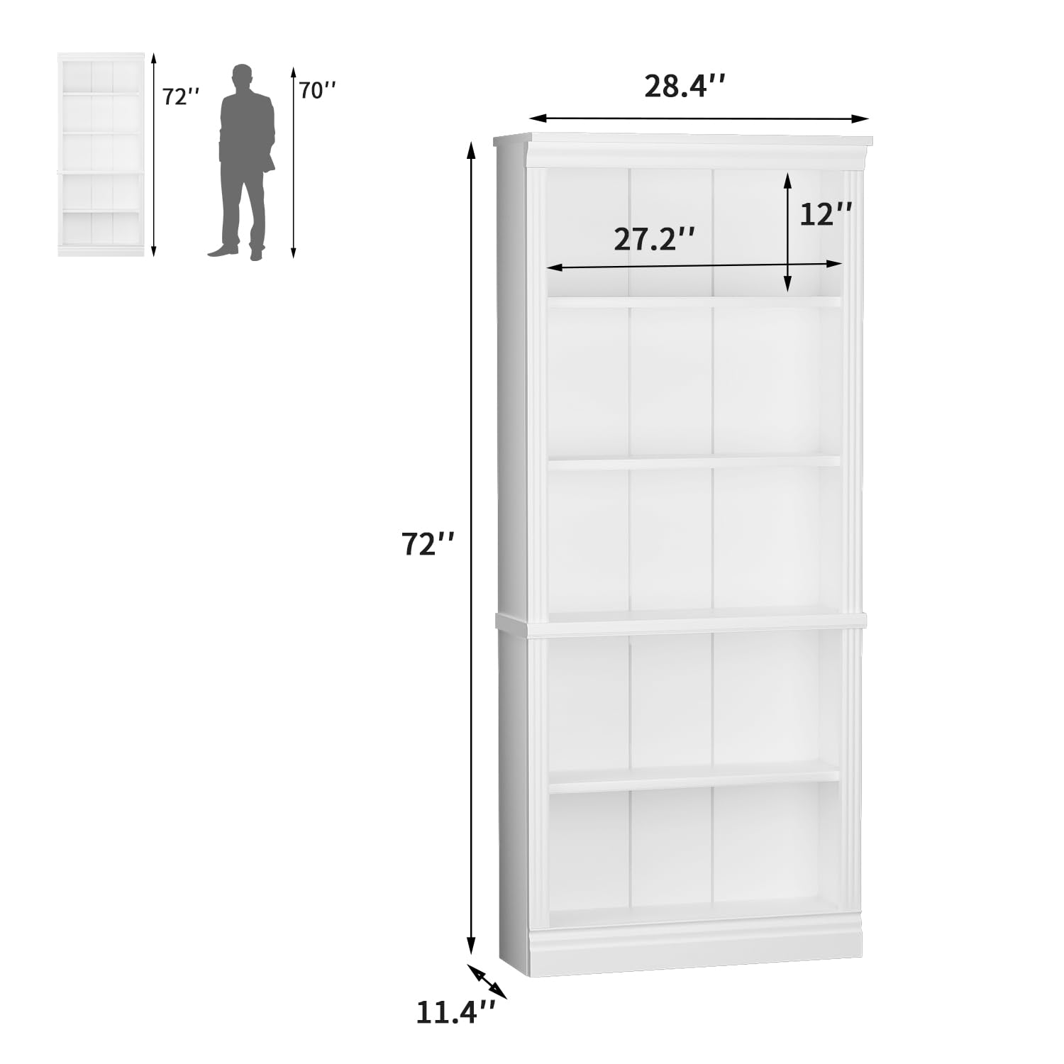 Furniwell 5-Shelf Tall Bookcase 72