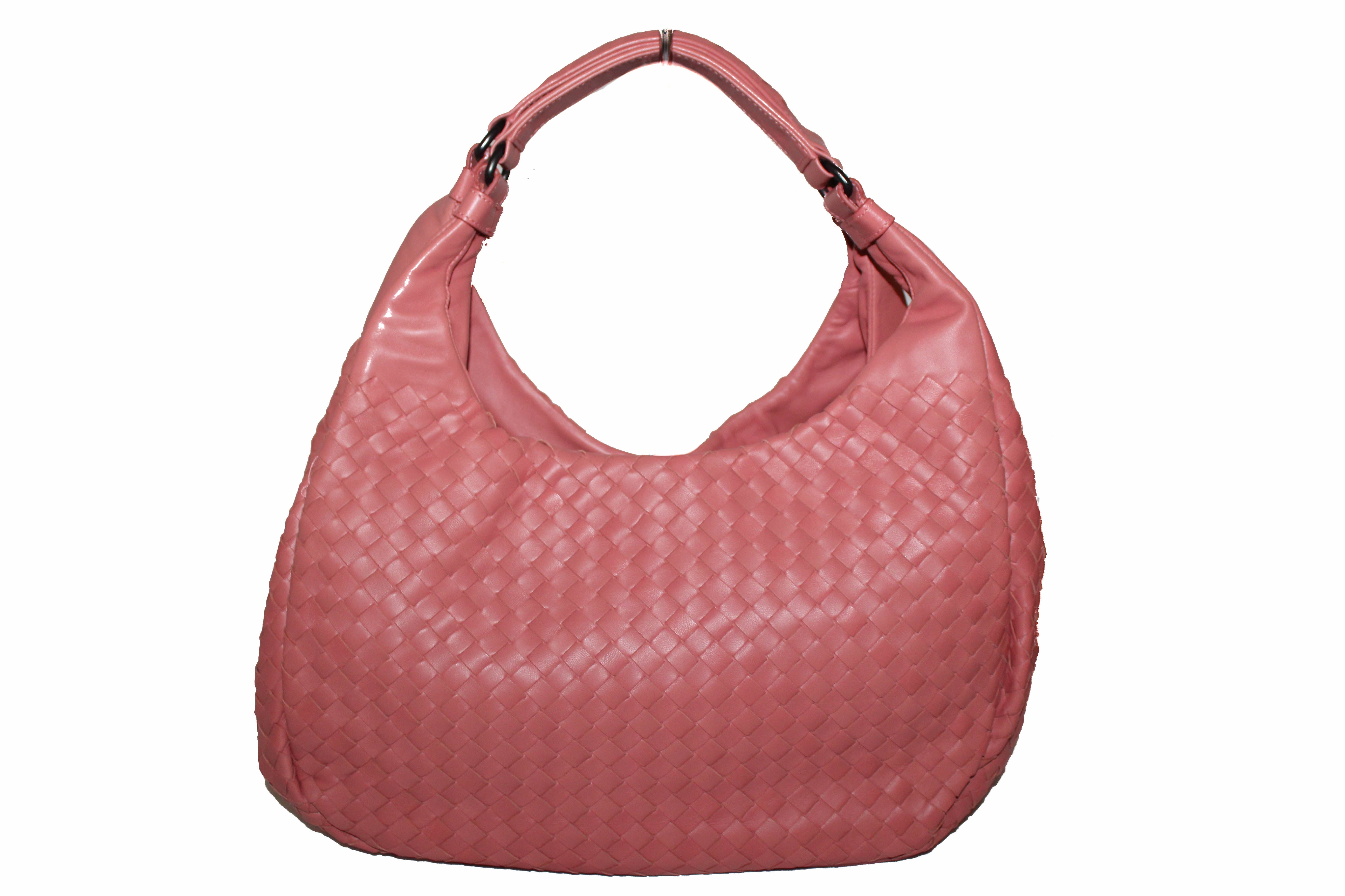 Authentic Bottega Veneta Pink Nappa Intrecciato Medium Campana Shoulder Bag | Luxury Leather Handbag for Women | Perfect for Work, Date Night & Special Occasions