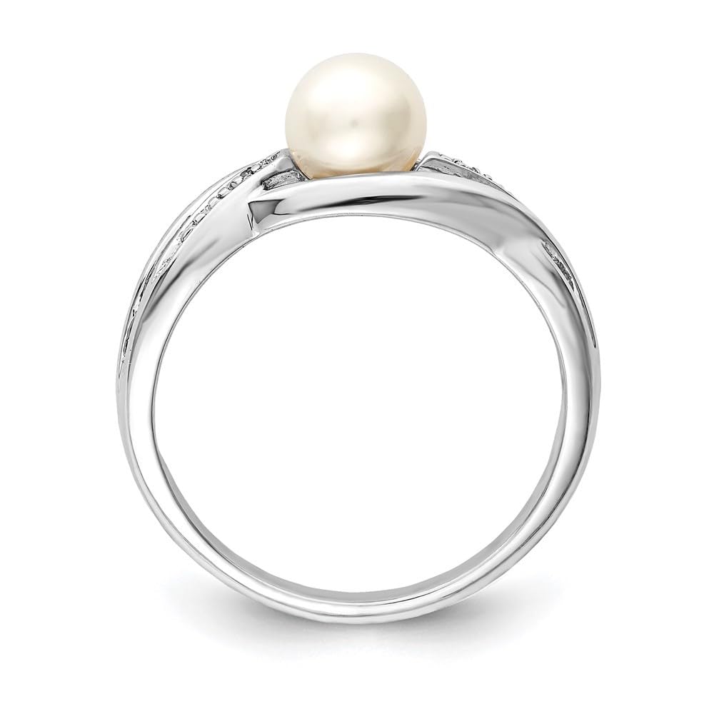 925 Sterling Silver Diamond & Pearl Ring (0.01ct) for Women - Elegant Dainty Jewelry Gift for Anniversary, Valentine's Day & Special Occasions