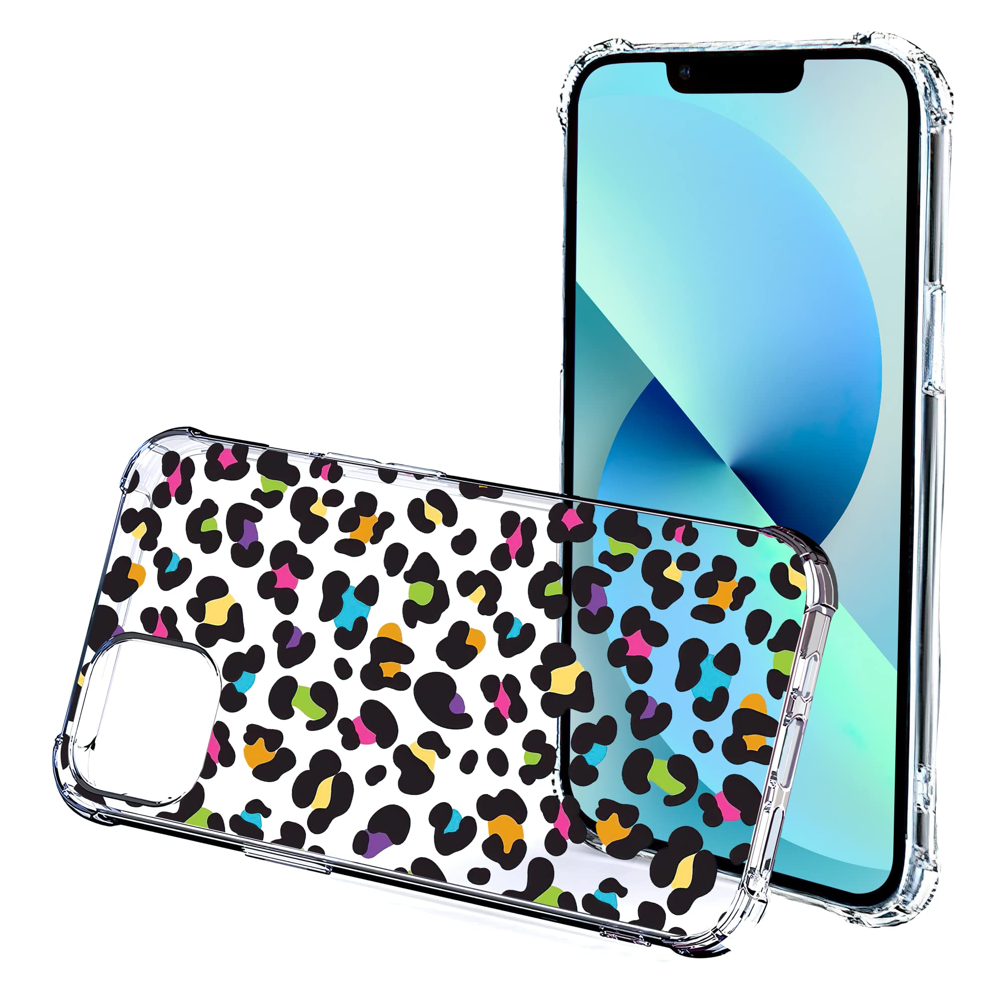 Shockproof Clear iPhone 13 Case with Leopard Print - Reinforced TPU Bumper Cover for Women & Girls (6.1 Inch) | Perfect for Daily Use, Travel & Fashion Protection