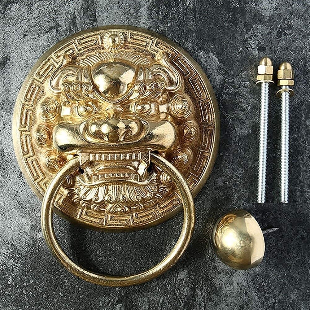 Lions Door Knocker - Solid Brass Outdoor Gate Knocker, Heavy Duty Front Door Knocker with Classic Design, Decorative Furniture Pull Handle Knobs for Home Entrance - Perfect for Victorian Houses, Castle Doors & Garden Gates