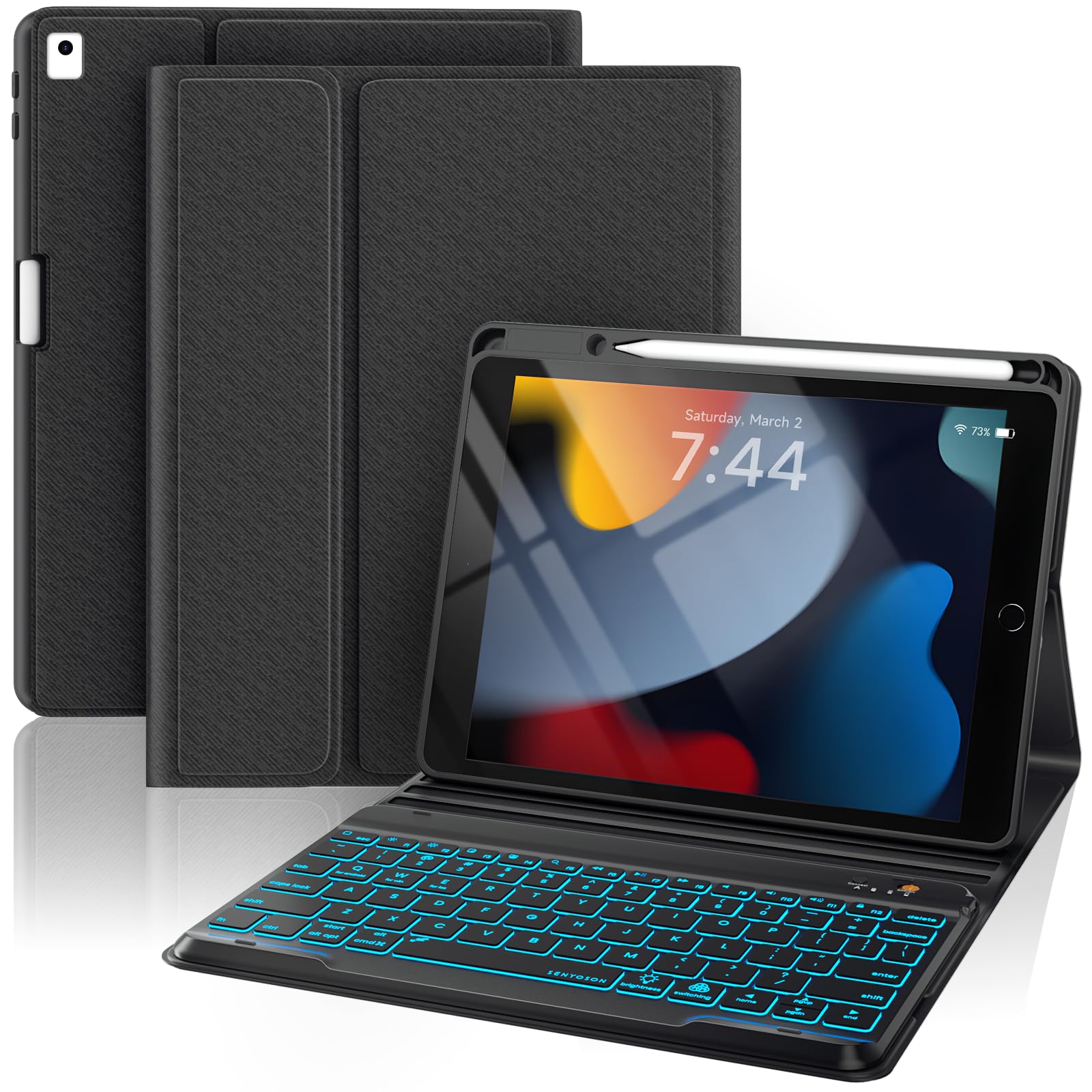 Wireless Backlit Keyboard Case for iPad 9th/8th/7th Gen, iPad Pro 10.5