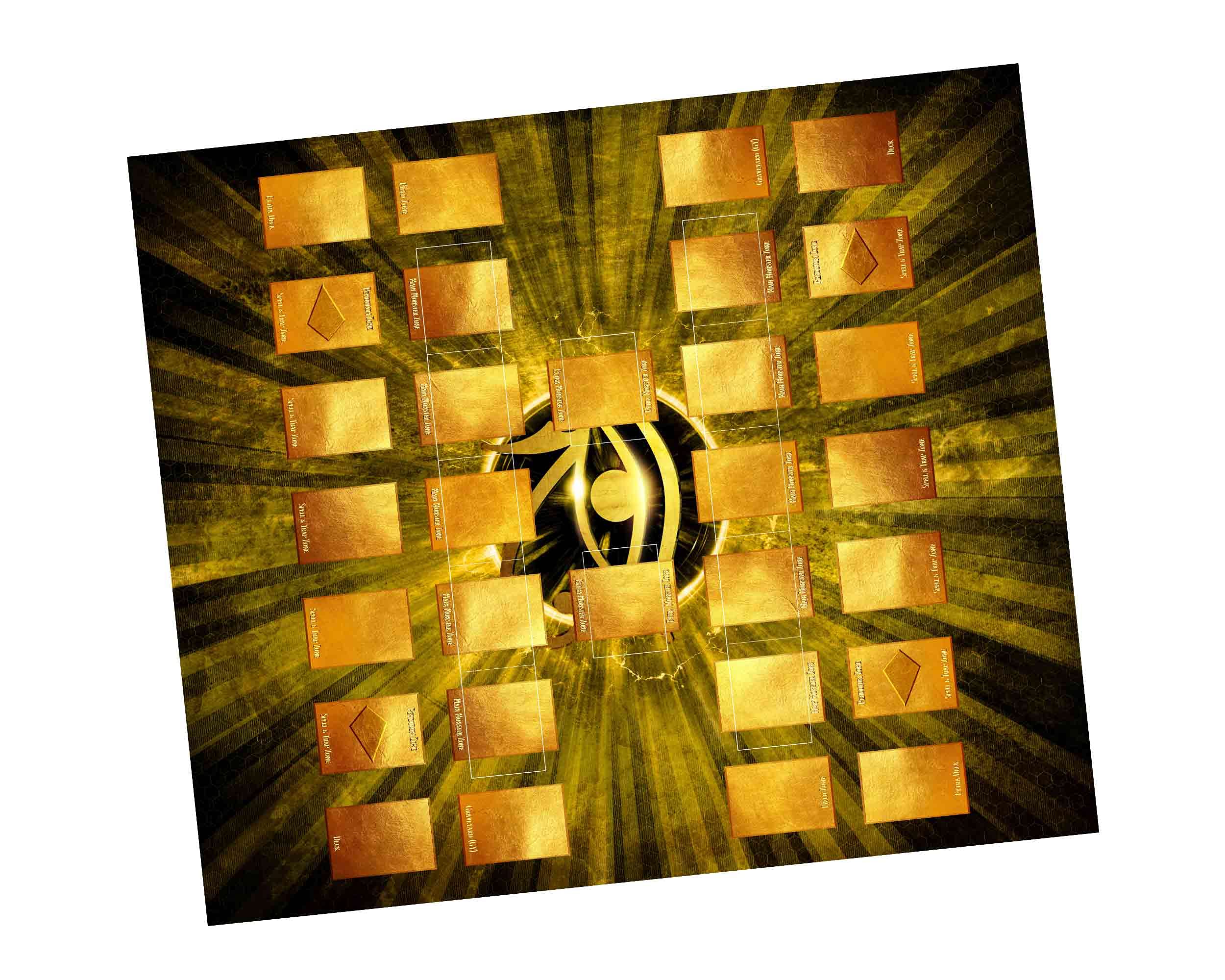 Eye of Horus Gold Yugioh Playmat - Large 2-Player Duel Field for TCG & Master Rule