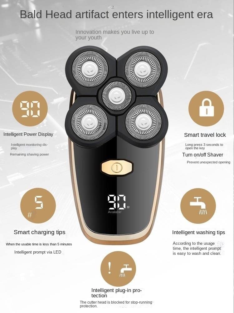 5-in-1 Rechargeable Electric Razor for Men - Wet/Dry Shaver with Digital Display, Beard Trimmer & Body Groomer | Perfect for Travel, Home & Gym Use