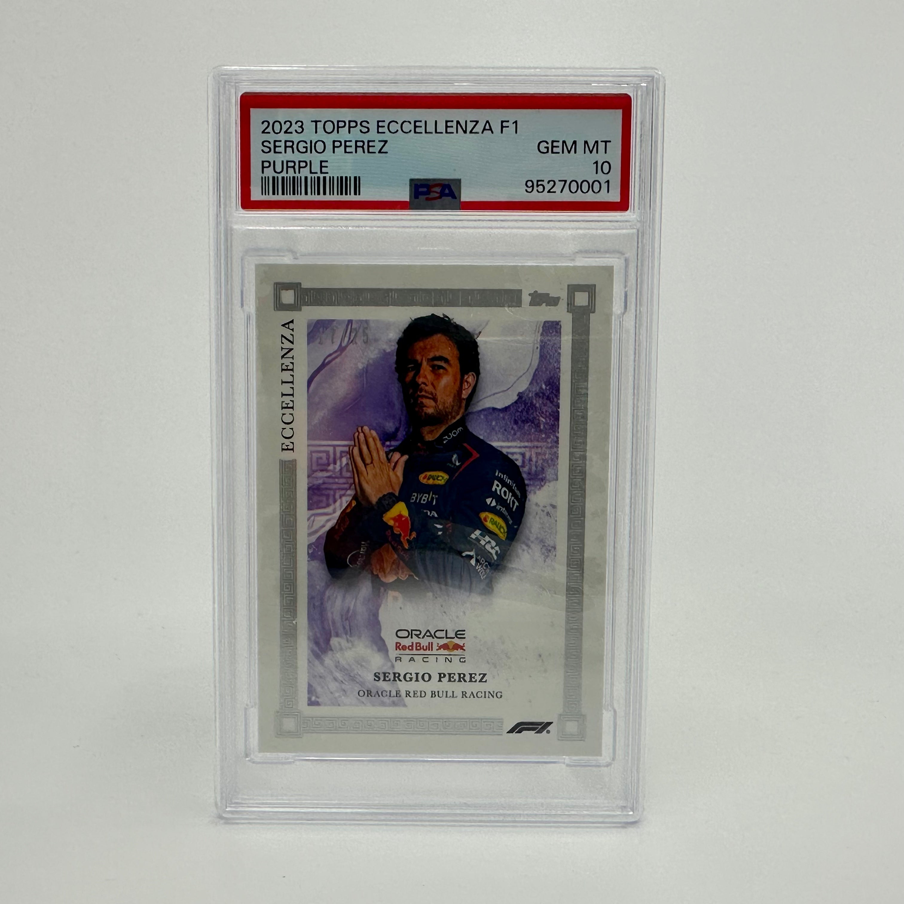 2023 Topps Eccellenza PSA 10 Sergio Perez Purple Parallel Card 17/25 - Rare F1 Racing Collectible for Sports Memorabilia & Trading Card Enthusiasts