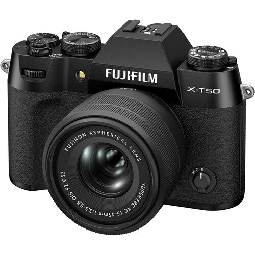 FUJIFILM X-T50 Mirrorless Digital Camera with XC15-45mmF3.5-5.6 OIS PZ Lens Kit (Black) - Perfect for Travel Photography, Vlogging & Street Shooting