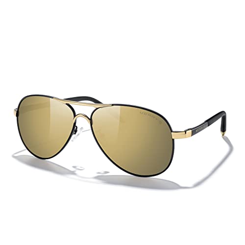 Black Frame/Gold Bridge/Brown Mirror Lens