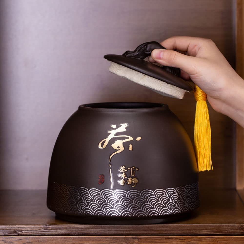 17.5cm Purple Clay Tea Caddy - Airtight Puer Tea Storage Jar with Wooden Lid, Traditional Kung Fu Tea Set for Brewing & Display | Perfect for Home, Office & Tea Ceremony Decor