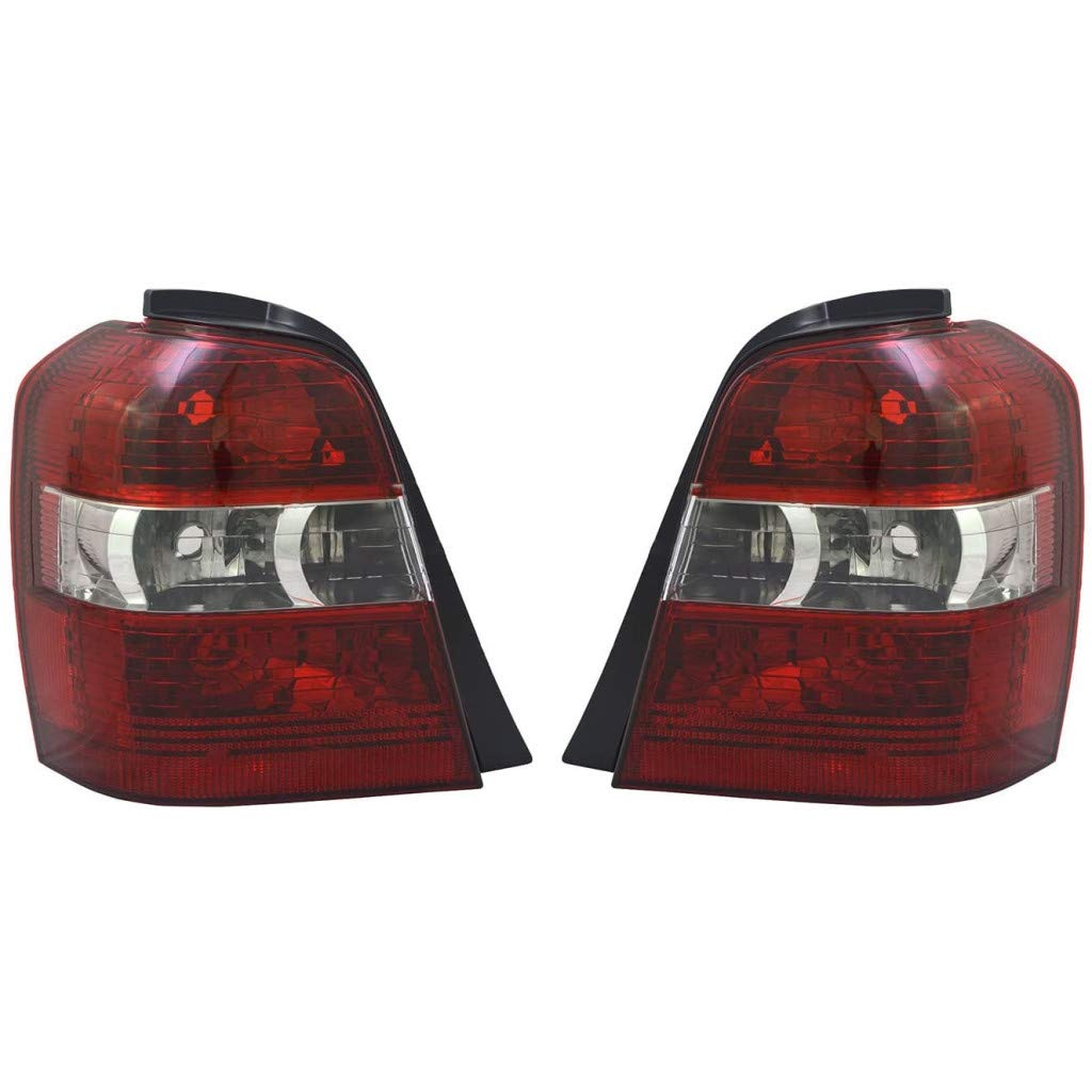 2004-2007 Toyota Highlander Rear Tail Lights Pair - Driver & Passenger Side Assembly (TO2818120 TO2819120 | 81561-48090 81551-48090) - Perfect for Replacement & Nighttime Safety