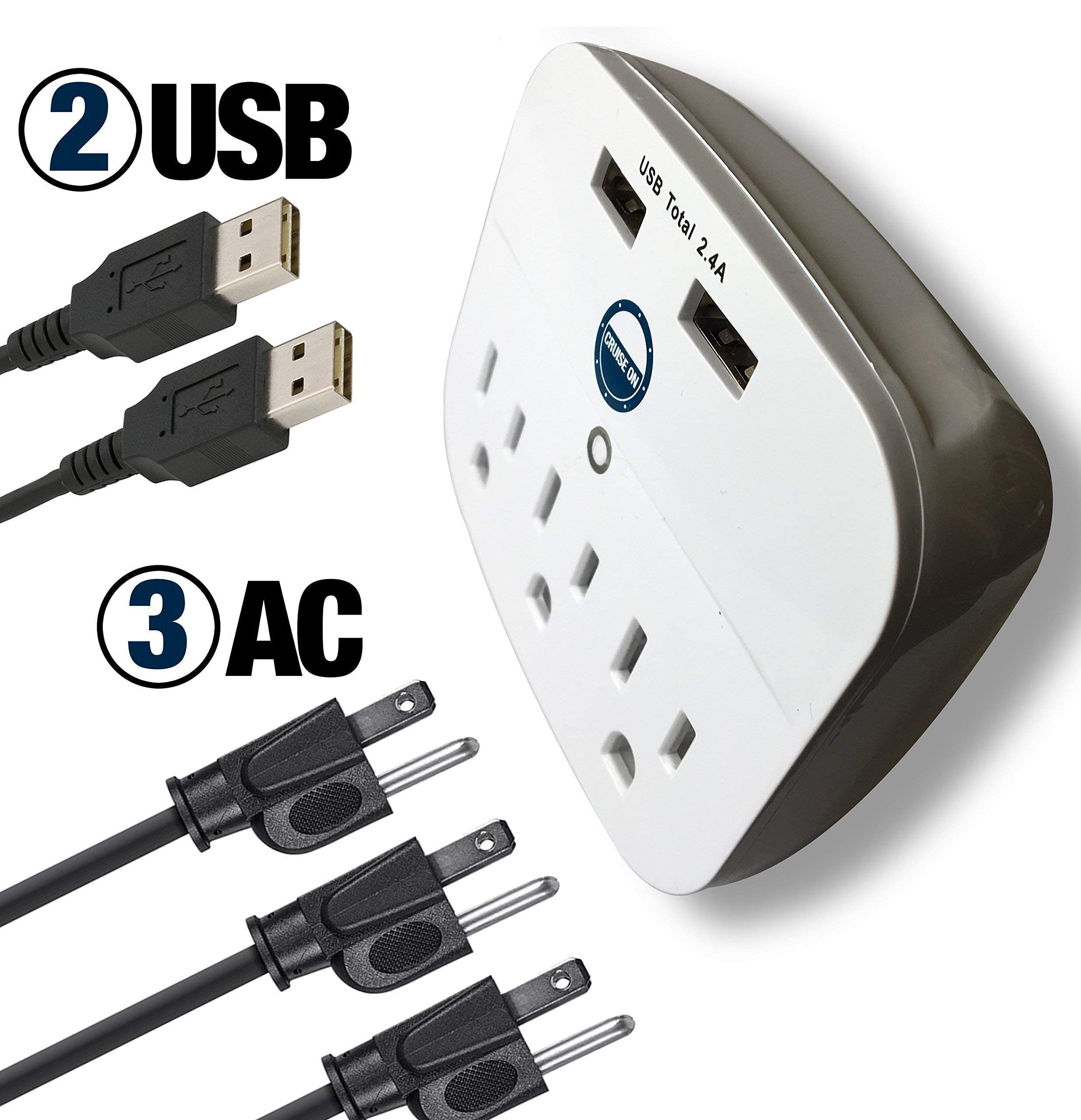Cruise Power Strip with USB Ports & Royal Caribbean Luggage Tag Holders - Waterproof Travel Essentials Kit for Cruise Vacations, Hotels & Road Trips