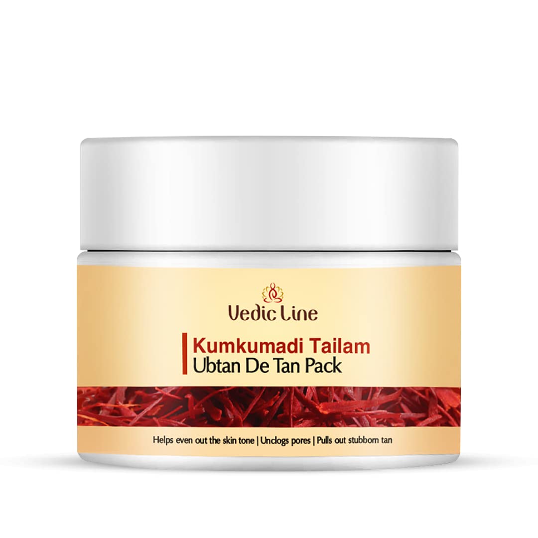 Vedic Line Kumkumadi Tailam Face Oil with Sesame Seed & Aloe Vera - Brightening Treatment for Tan Removal, Blemish & Pigmentation - 100ml for Dewy Glow Skin | Perfect for Daily Skincare Routine & Nighttime Rejuvenation