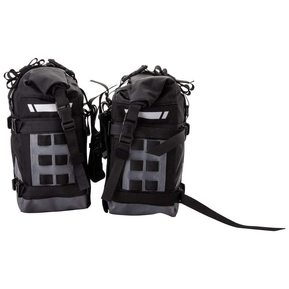 Tusk Pilot Pannier Bags - Waterproof Motorcycle Saddlebags for Adventure Touring (Black/Grey) - Perfect for Long-Distance Rides & Off-Road Motorcycle Camping