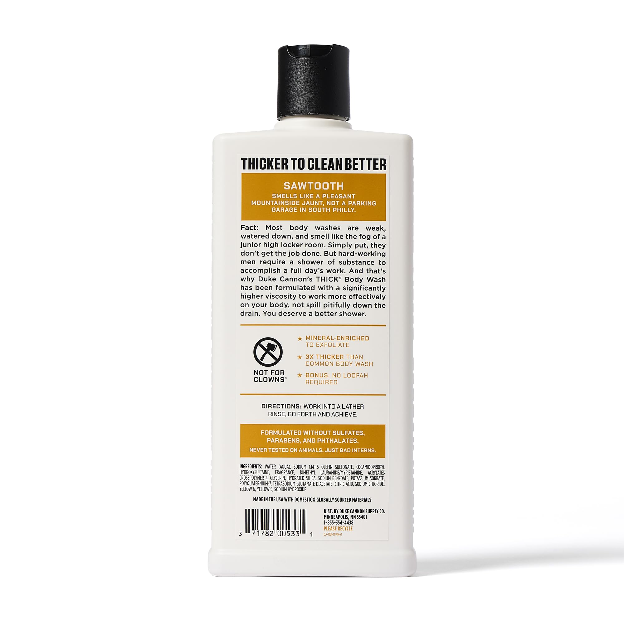 Duke Cannon Supply Co. THICK High-Viscosity Men's Body Wash - Scent Seeker Variety 4 Pack (17.5 Fl Oz Each) | Premium Plant-Based Thickeners, Superior Lather & Natural Exfoliation | Perfect for Gym, Travel & Daily Shower Routine