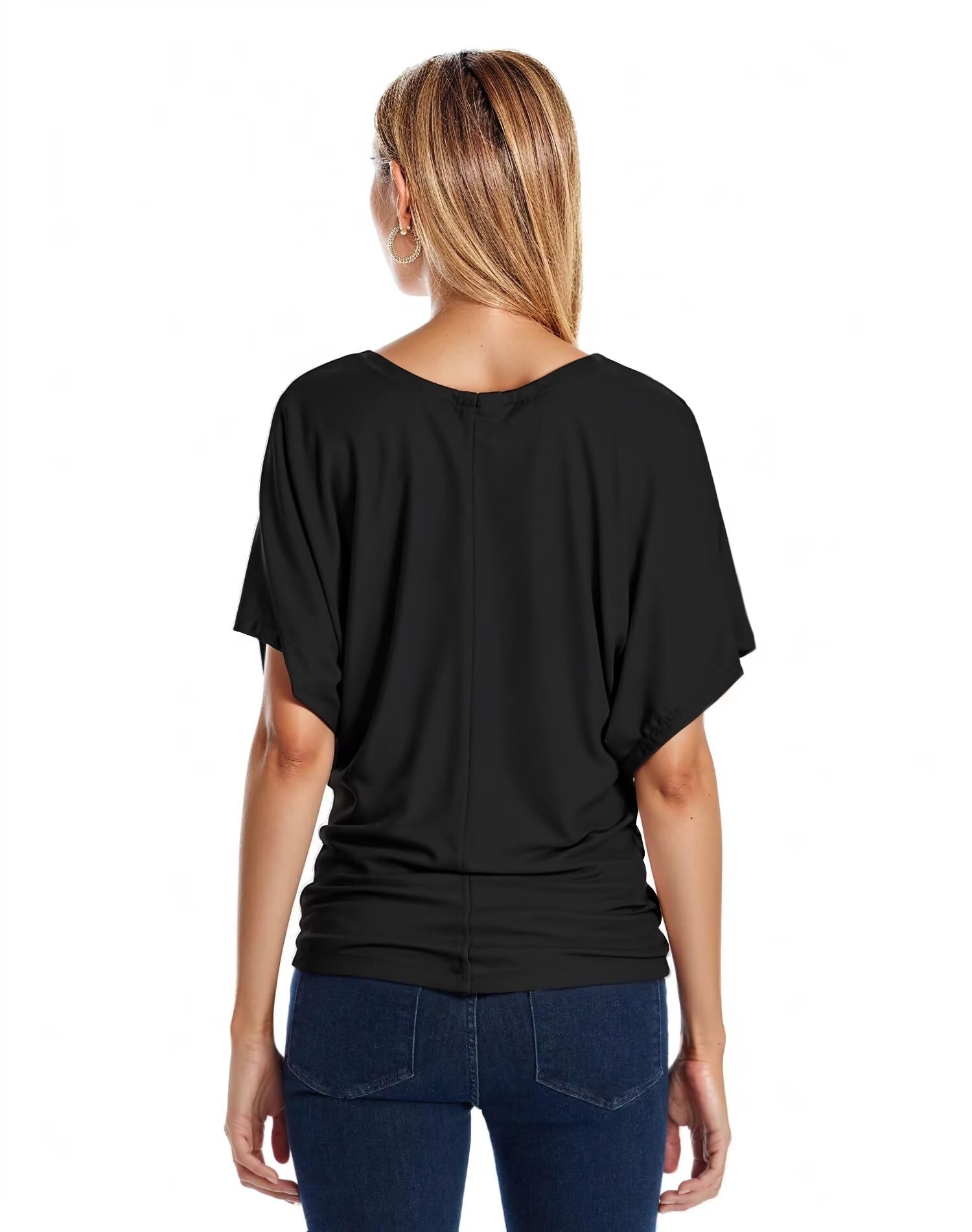 Hybrid & Company Women's Super Comfy Boat Neck Dolman Top Shirt - Soft & Stylish Casual Wear for Everyday Outfits, Work & Weekend