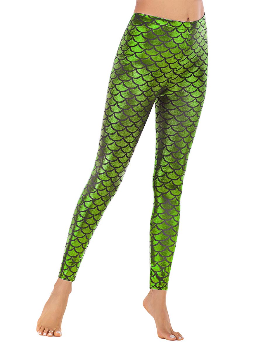 Alaroo Mermaid Scale Leggings - High Waisted Stretchy Fish Scale Print Yoga Pants for Women - Perfect for Yoga, Dance, Costume Parties & Everyday Wear