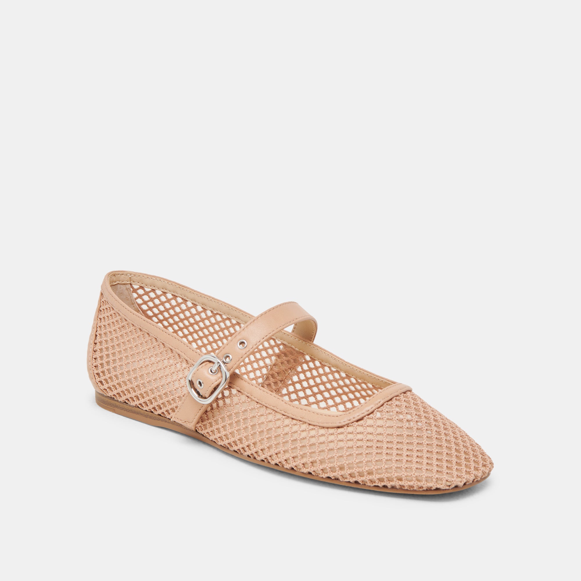 RODNI Women's Light Tan Woven Mesh Ballet Flats - Breathable Comfortable Slip-On Shoes for Work, Office & Casual Wear