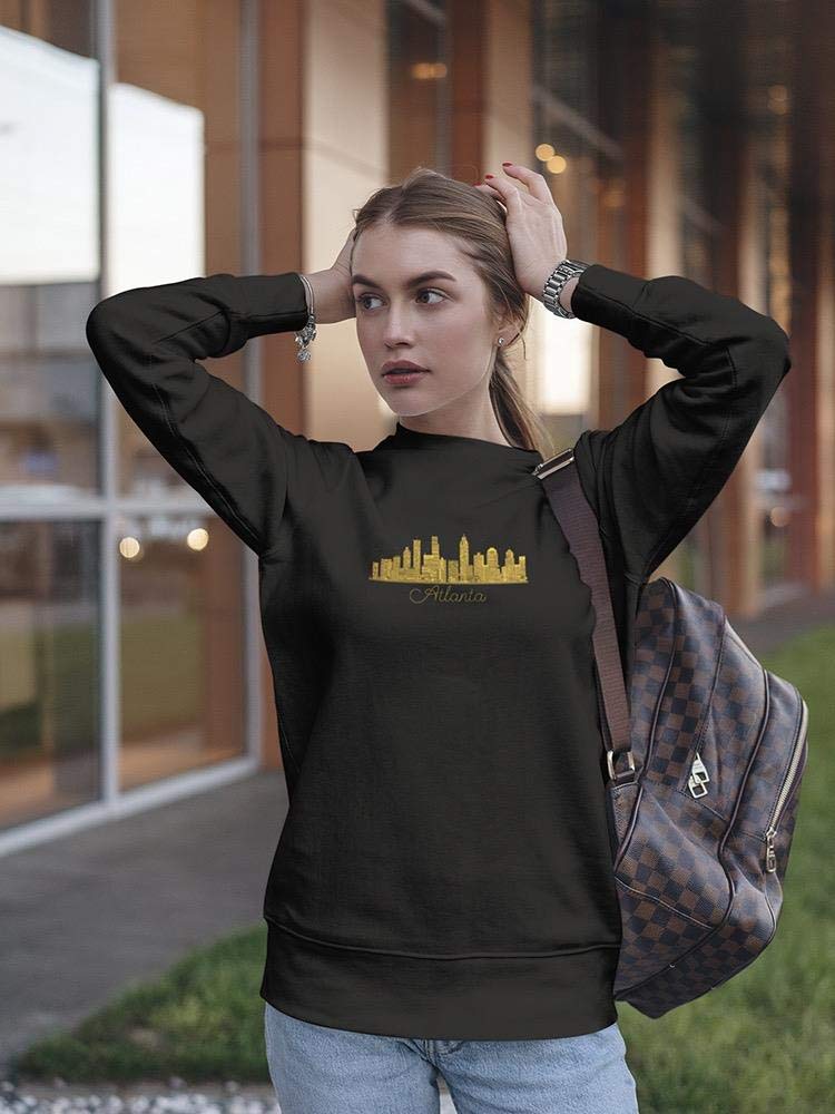 Smartprints Atlanta Yellow Outline Sweatshirt for Women - Cozy Pullover Hoodie with Trendy Graphic Design - Perfect for Casual Outfits, Streetwear Fashion & Fall Layering