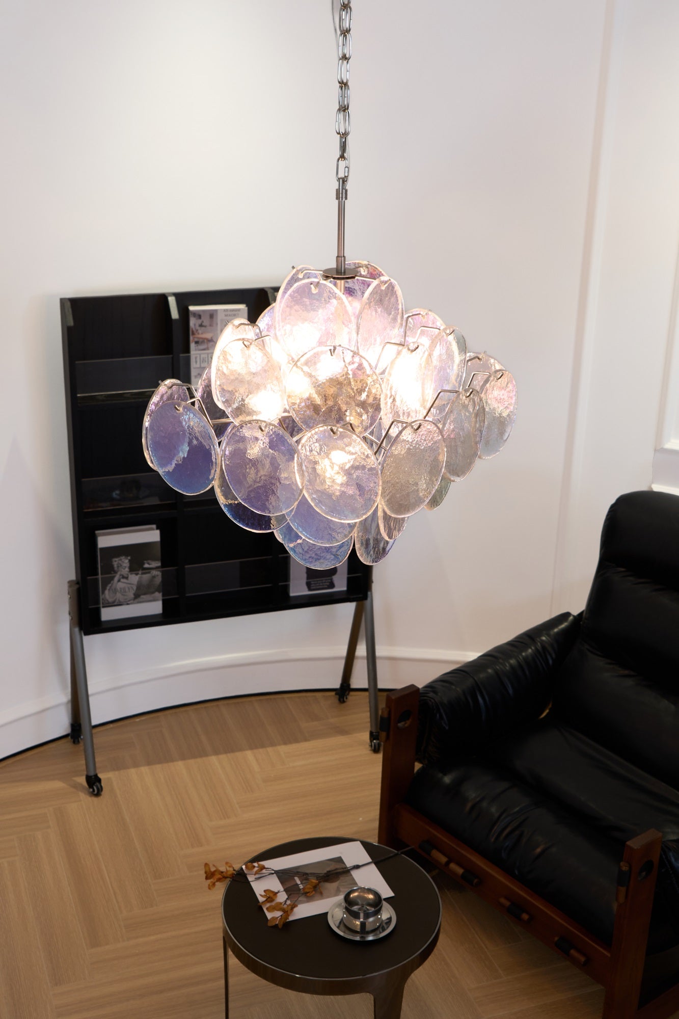 Elegant Aurelia Iridescent Murano Glass Chandelier - Handcrafted Italian Lighting Fixture for Dining Room, Living Room & Bedroom Decor