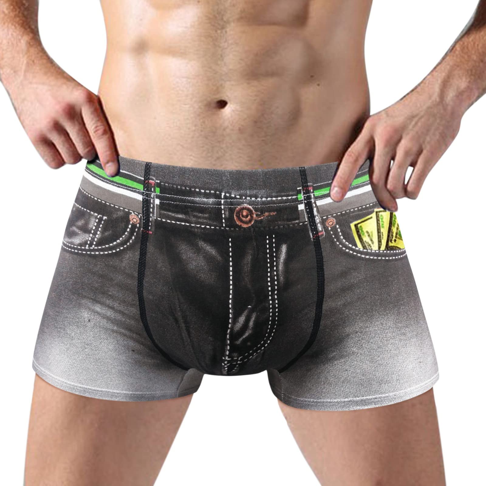 YUHAOTIN Men's Cotton Thong Underwear - Breathable Printed Mid-Rise Briefs for Casual Wear & Daily Comfort | Perfect for Gym, Lounge & Everyday Use