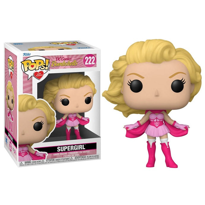 DC Comics Pop! Vinyl Figure - Supergirl Bombshells Breast Cancer Awareness Edition #222 - Collectible Funko Pop for Superhero Fans & Charity Supporters (Perfect for Display, Gifts, and Awareness Campaigns)
