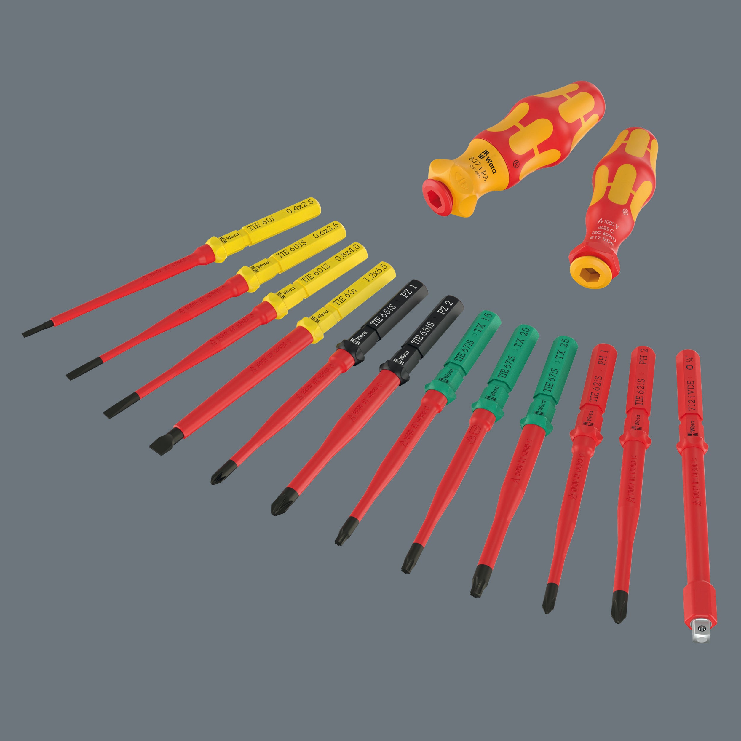 Wera Kraftform Kompakt VDE 24 Allrounder Screwdriver Set - 25 Piece Insulated Electrician Tool Kit for Professional Electrical Work & DIY Home Repairs