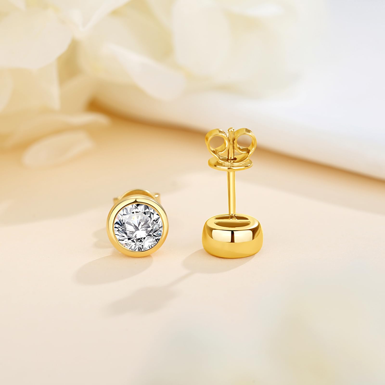 1.5ct Moissanite Stud Earrings for Women - Sterling Silver Bezel Set, 1-2 Carat Diamond Simulant Earrings - Perfect Christmas & Birthday Jewelry Gifts - Ideal for Weddings, Anniversaries & Everyday Elegance