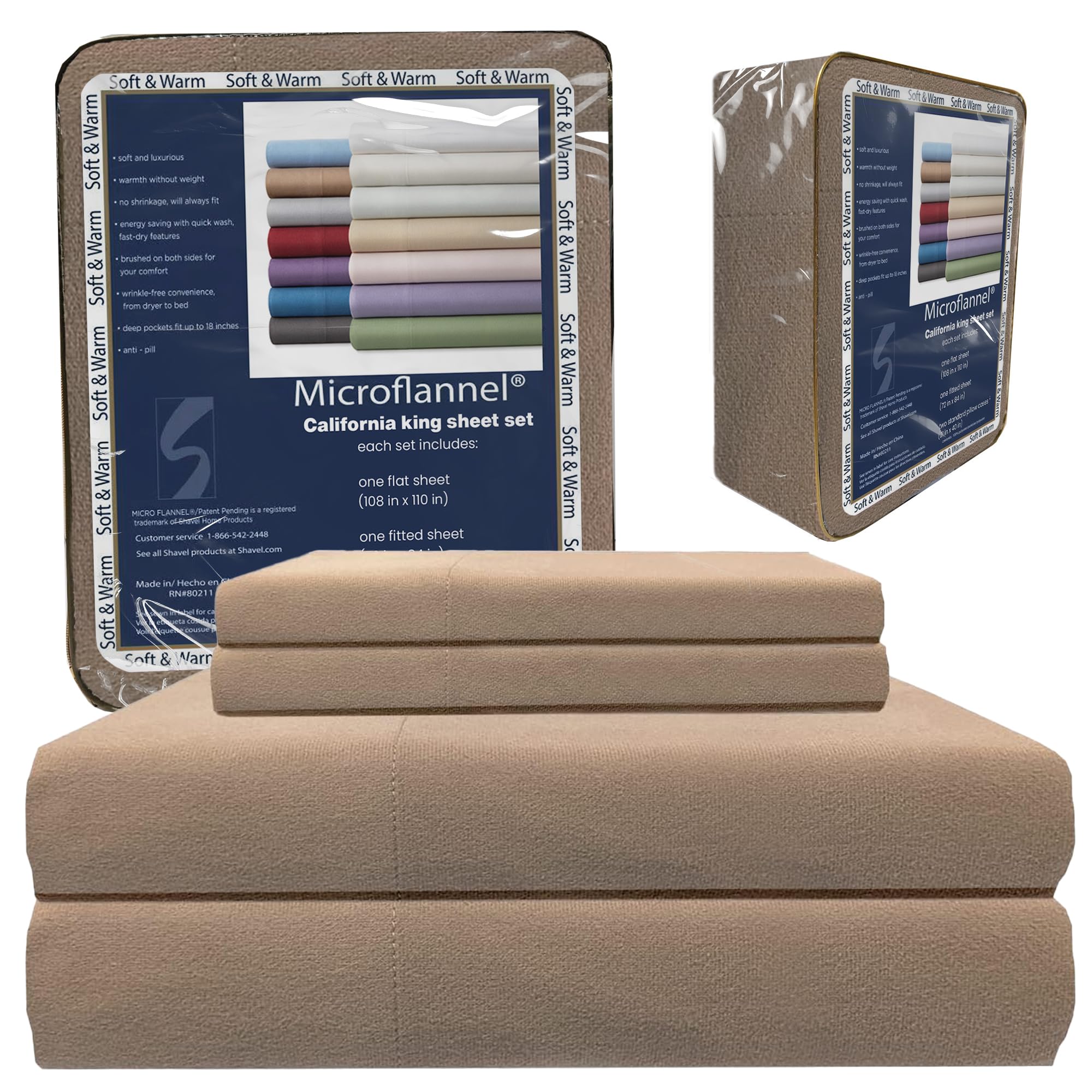 Thermee Micro Flannel Sheets Set - California King Size, 18