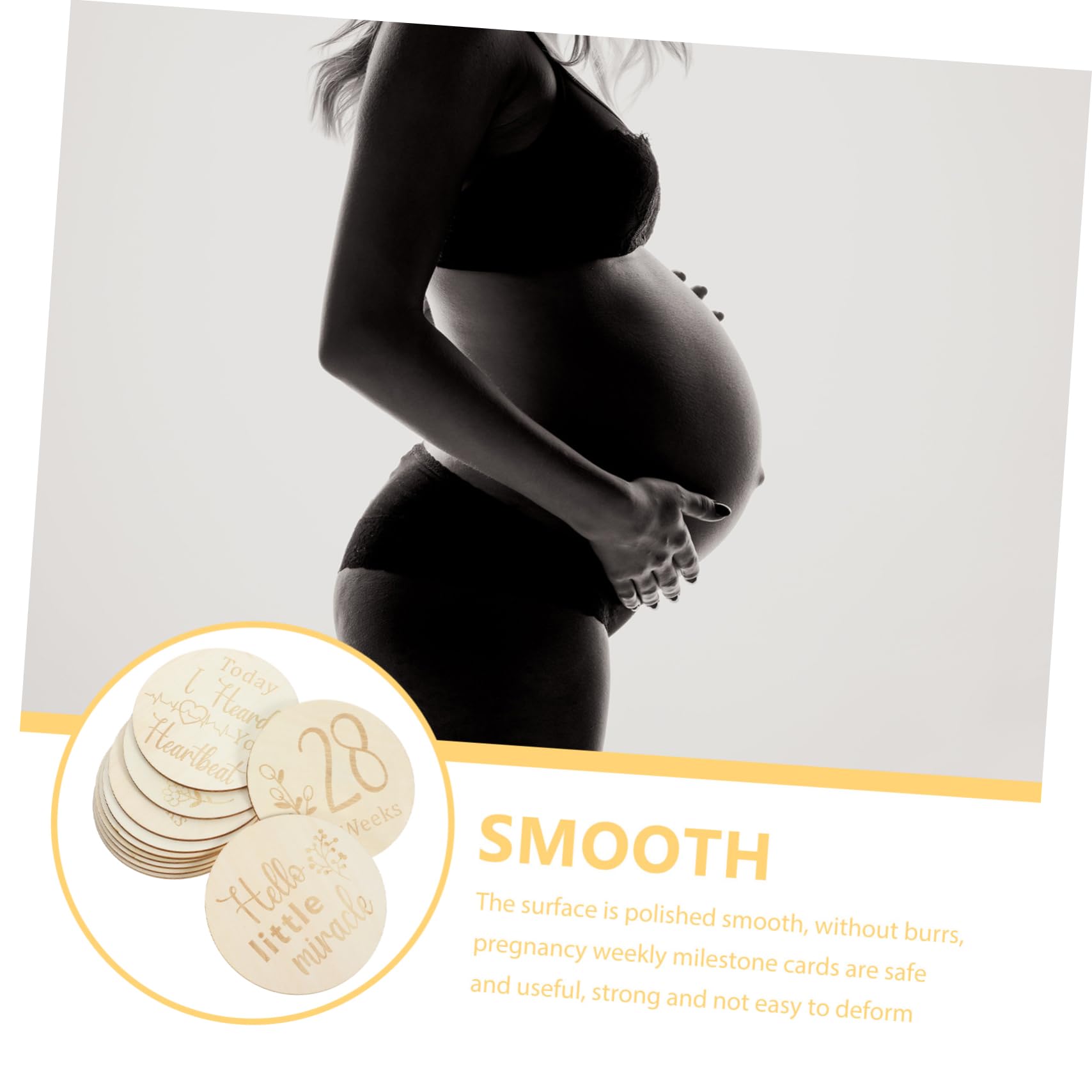 BIUDECO 11-Piece Pregnancy Milestone Markers - Double-Sided Wooden Weekly Baby Bump Cards for Expecting Mothers | Perfect for Maternity Photos, Baby Showers & Pregnancy Journals