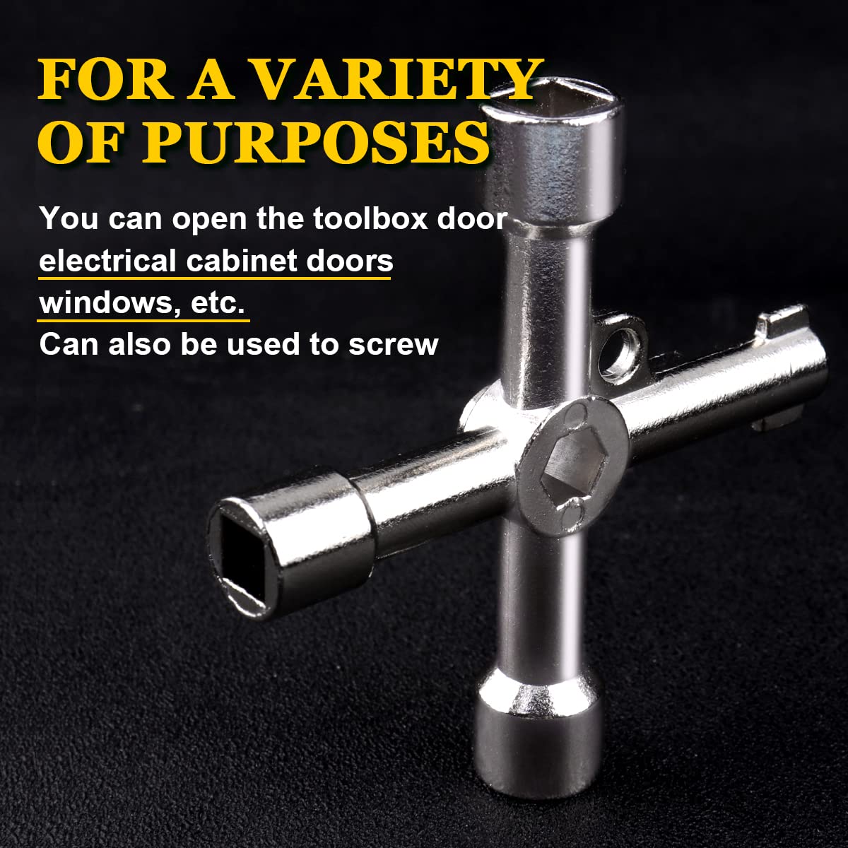 4-Way Utility Key for Electrical Cabinets, Gas Meters & Valves