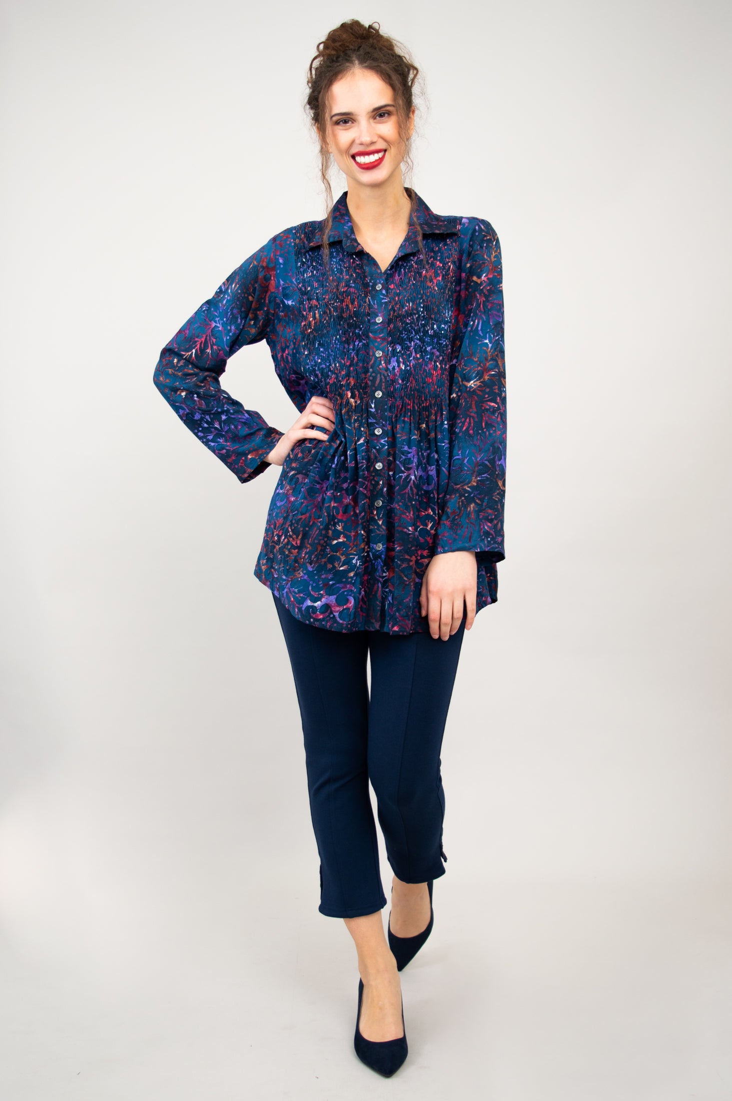Cindy Long Sleeve Women's T-Shirt - Purple Sprinkle Print Casual Top for Everyday Wear | Final Sale