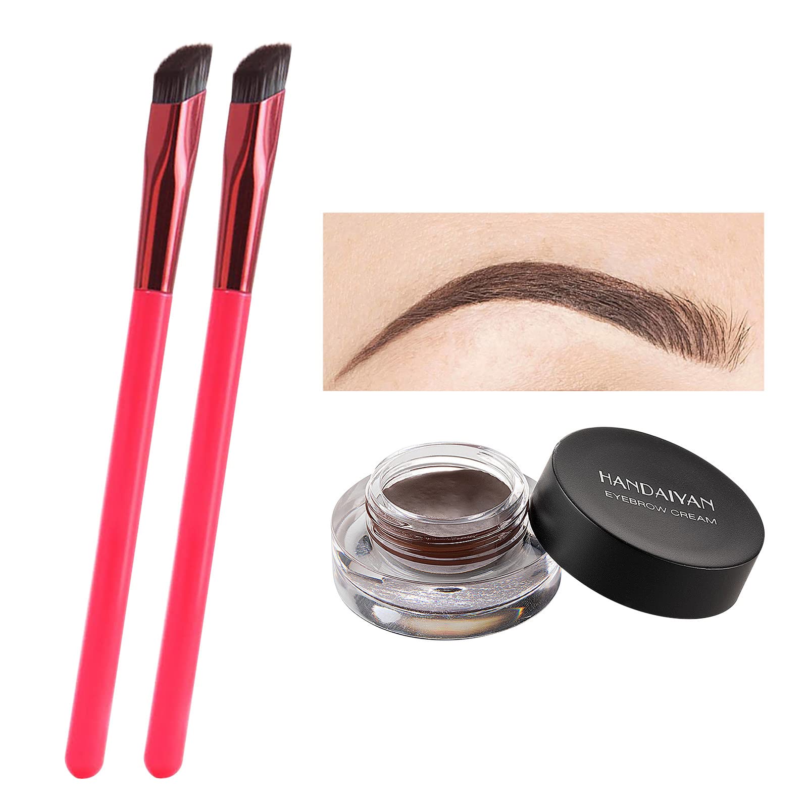 Multi-Function Eyebrow Brush & Waterproof Eyebrow Cream Kit - Ultra Thin Angled Brow Brush with Dark Brown Concealer - Professional Eyebrow Makeup Tools for Natural Brows - Perfect for Daily Makeup & Contouring