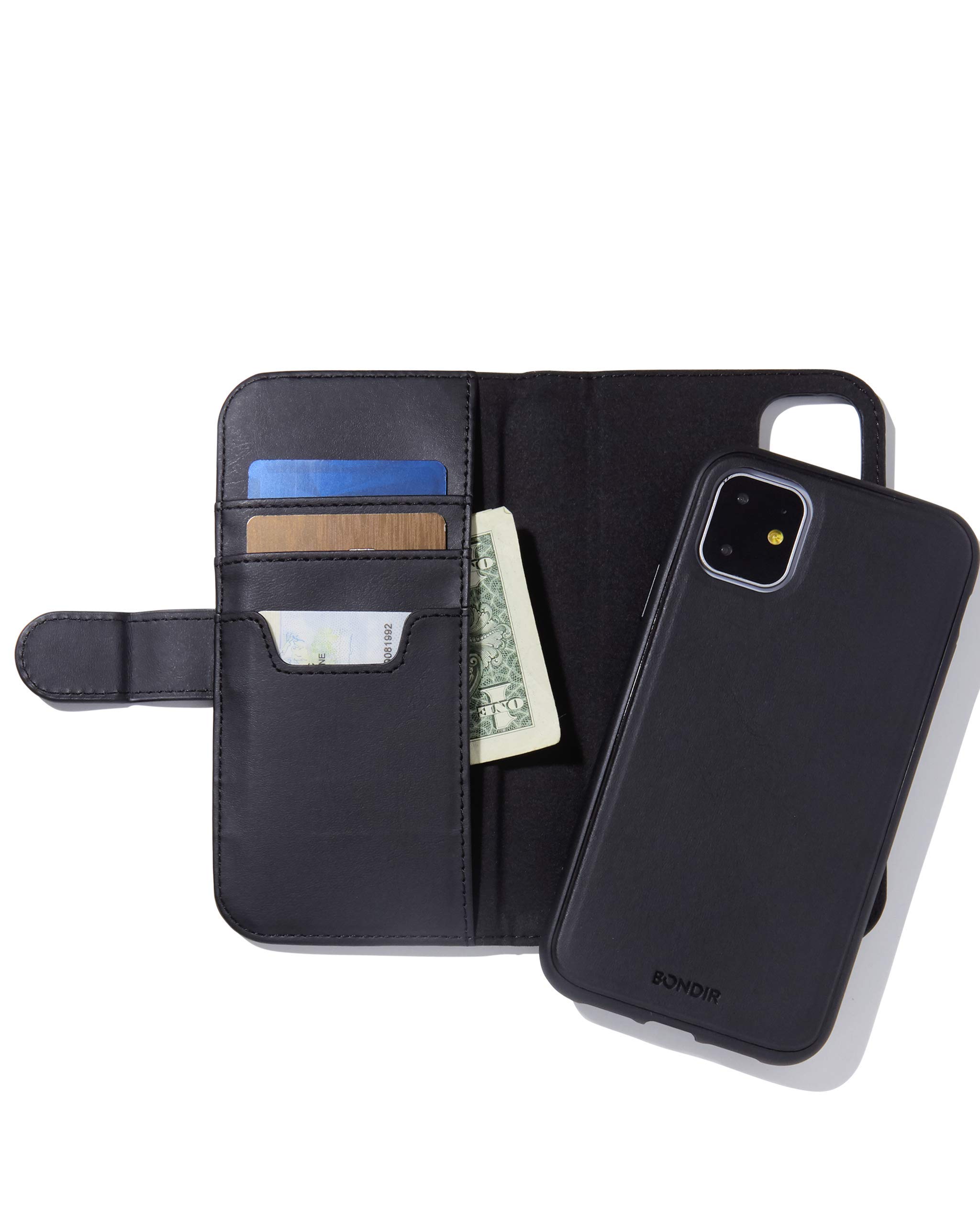 Premium Magnetic Detachable Leather Wallet Case for Apple iPhone 11 Pro - Black (2 in 1) | Slim Protective Cover with Card Holder for Everyday Use & Travel