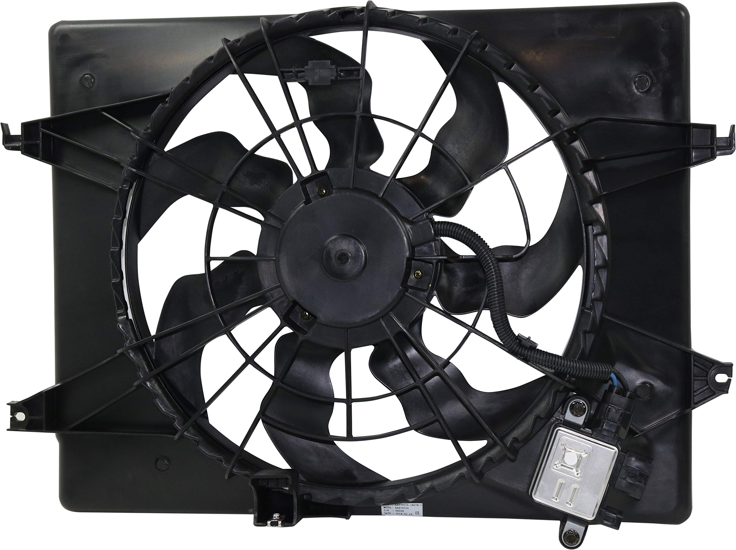 Evan Fischer Cooling Fan Assembly for 2011-2015 Hyundai Sonata & 2014-2016 Kia Optima 2.4L - Automatic Transmission Replacement Part (Fits 13-15 Hybrid Models) with Control Module HY3115149 - Perfect for Engine Overheating Prevention & AC System Repair